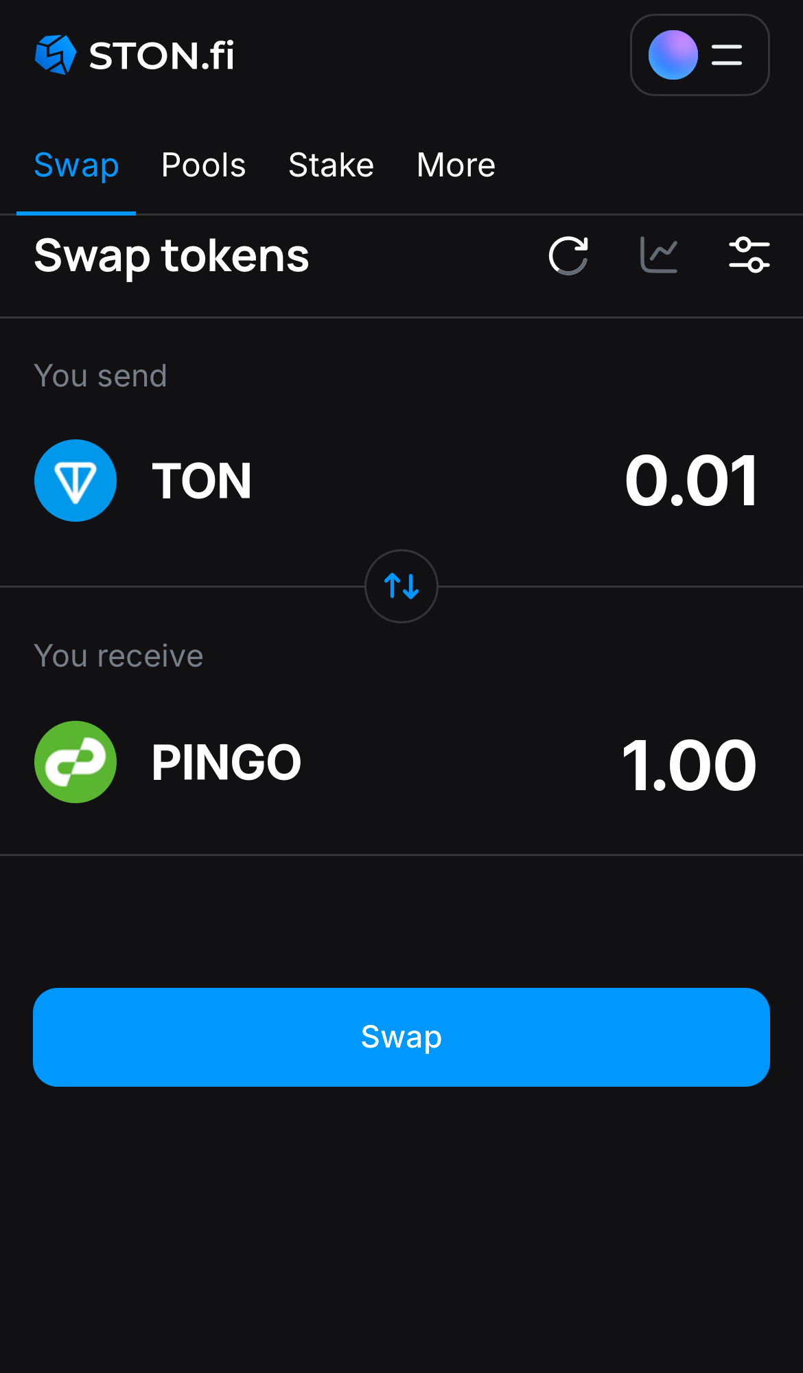 Input the quantity of tokens you‘re selling (or buying), and let the algorithm do all the calculations.