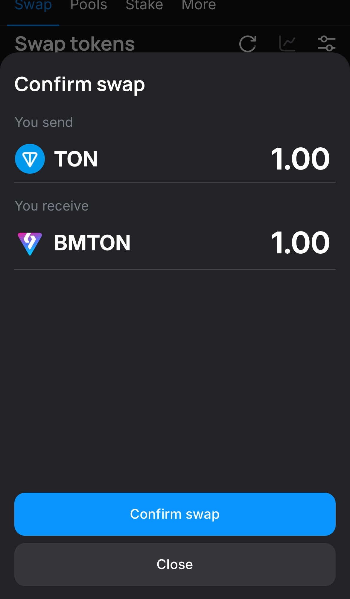 Klik ‘Swap‘, periksa kembali detailnya, dan konfirmasi transaksi dengan mengklik tombol ‘Confirm swap‘.