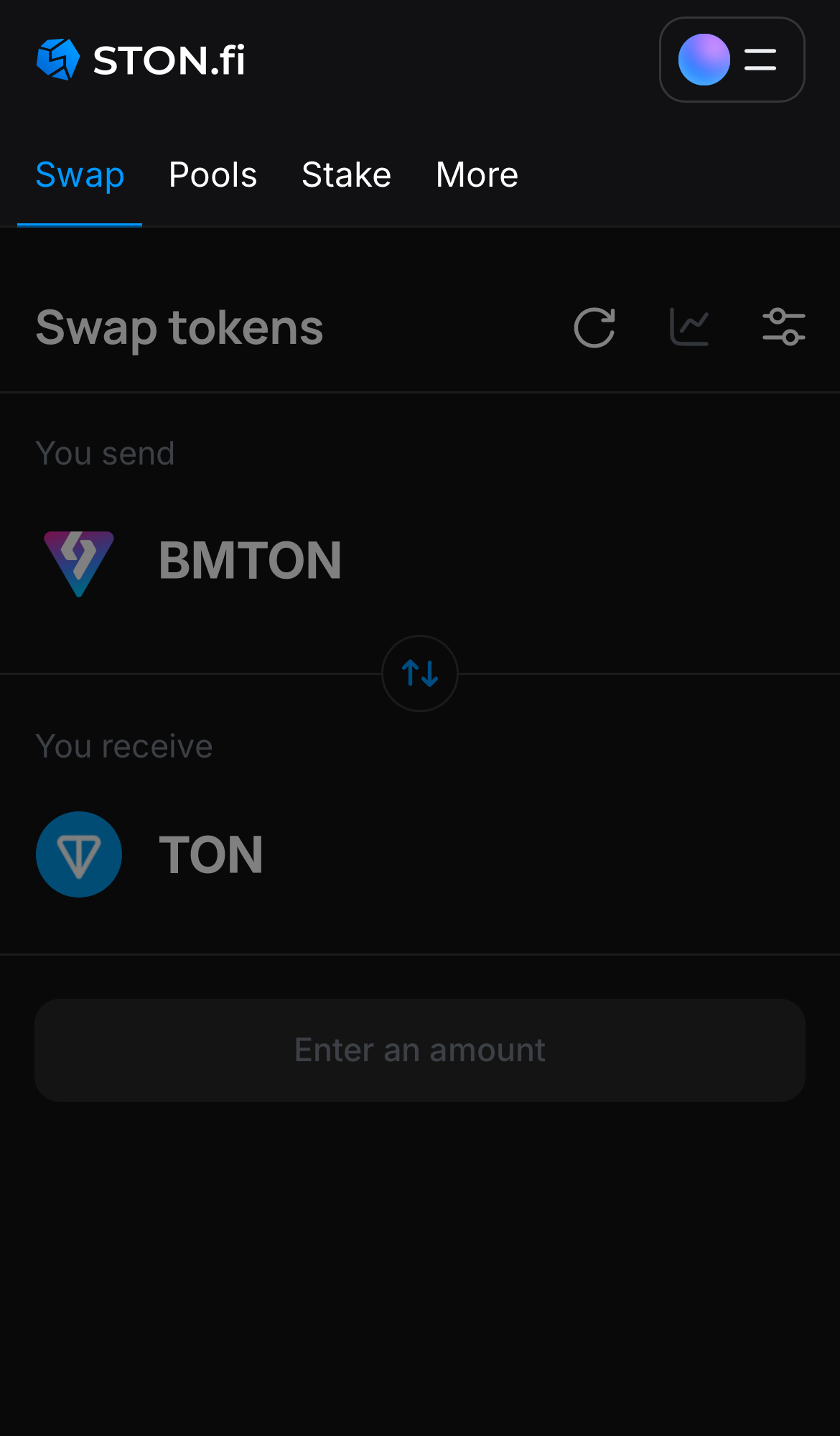 Buka aplikasi STON.fi dan buka tab ‘Swap‘.