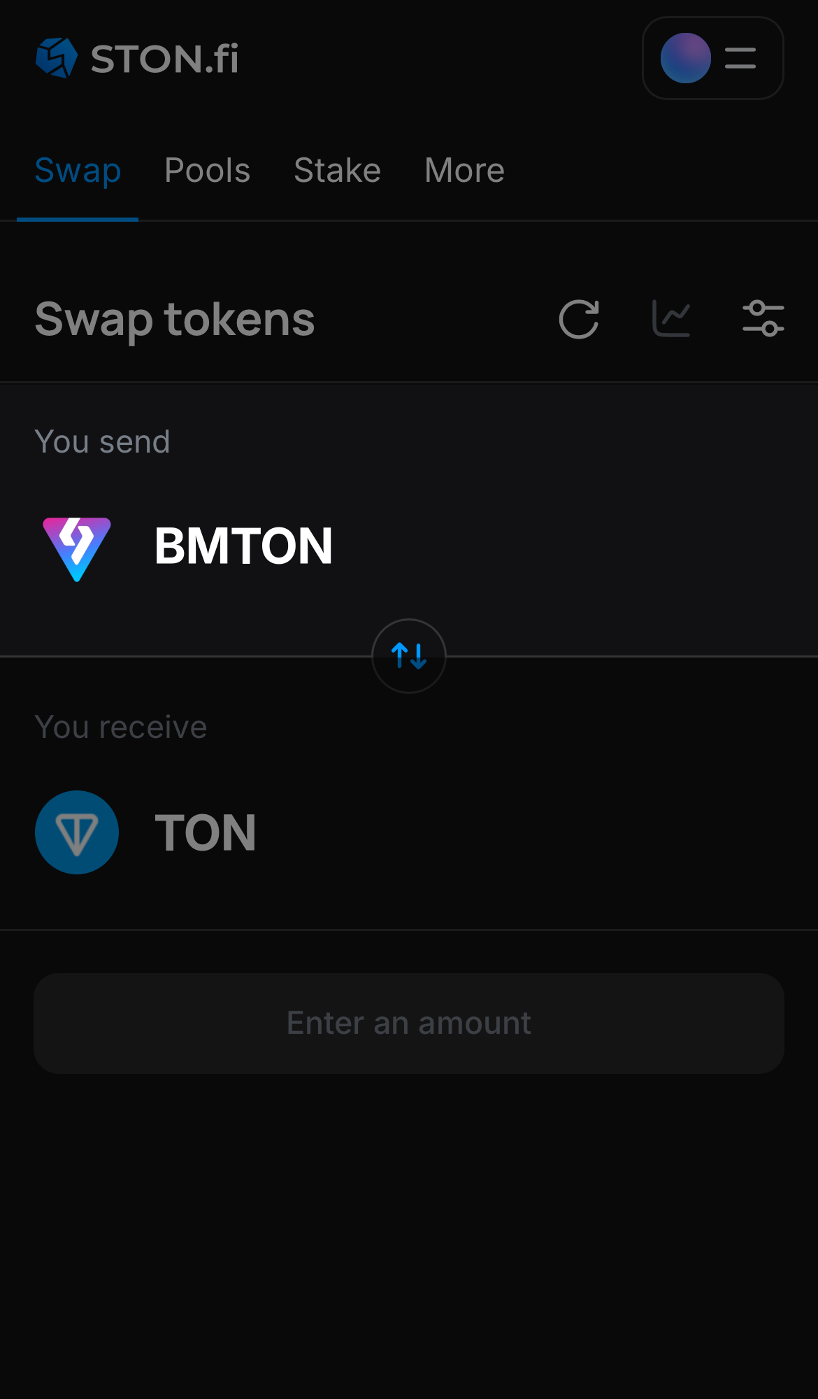 Pilih bmTON pada kotak ‘You send‘.