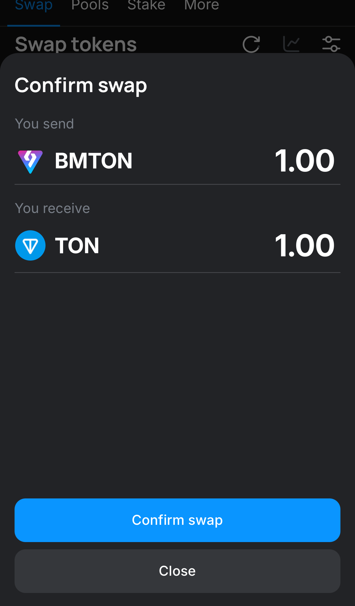 Klik ‘Swap‘, periksa kembali detailnya, dan konfirmasi transaksi dengan mengklik tombol ‘Confirm swap‘.