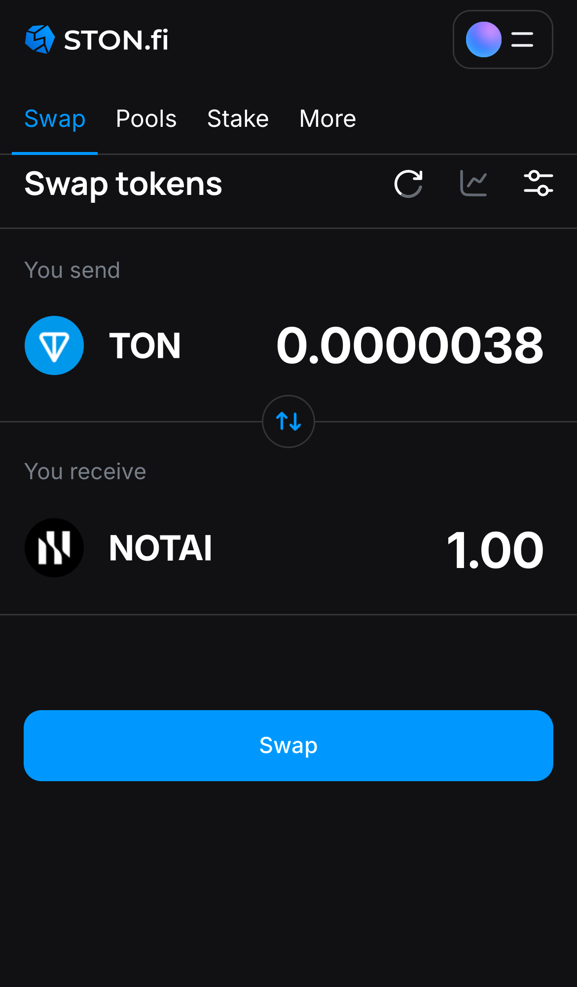 Input the quantity of tokens you‘re selling (or buying), and let the algorithm do all the calculations.
