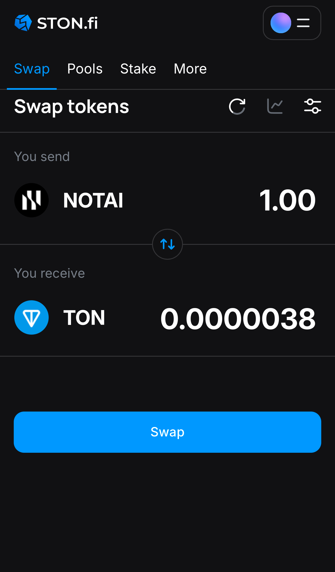 Input the quantity of tokens you‘re selling (or buying), and let the algorithm do all the calculations.