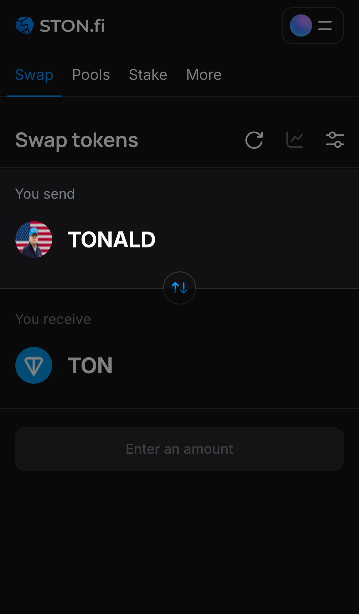 Selecione TONALD na caixa ‘You send‘.