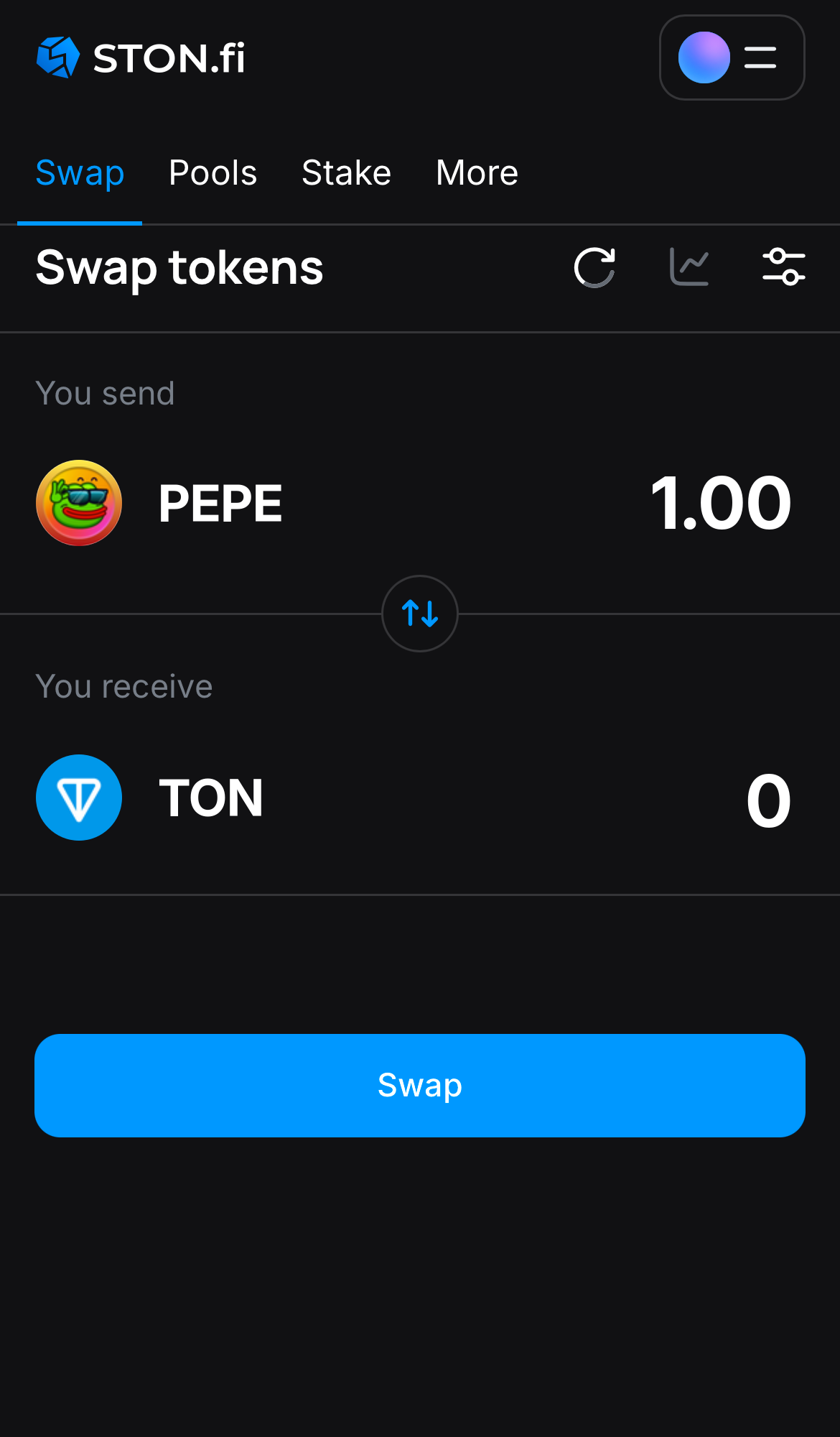 Input the quantity of tokens you‘re selling (or buying), and let the algorithm do all the calculations.
