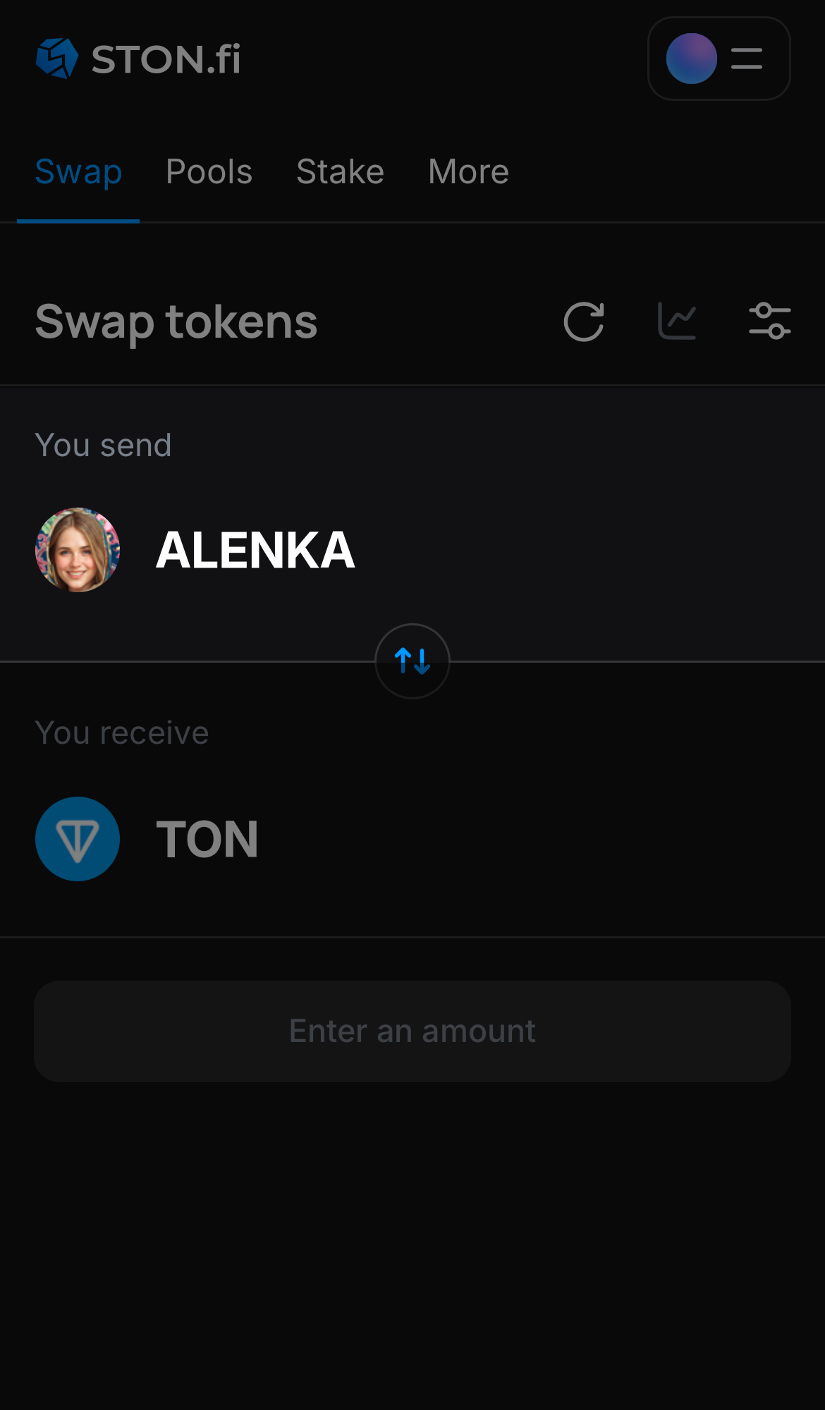 ALENKA را در جعبه ‘You send’ انتخاب کنید.