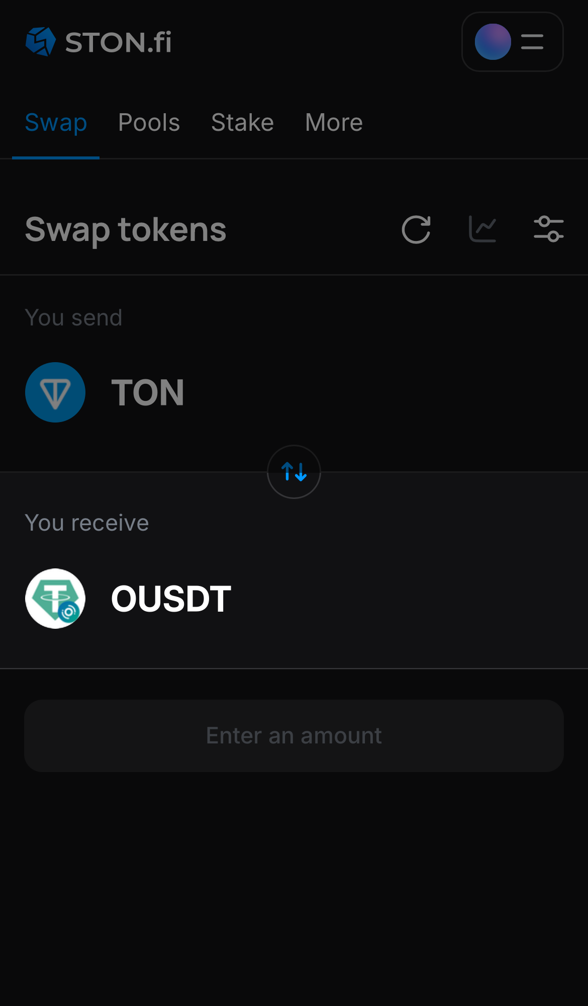 Selecione oUSDT na caixa ‘You receive‘.