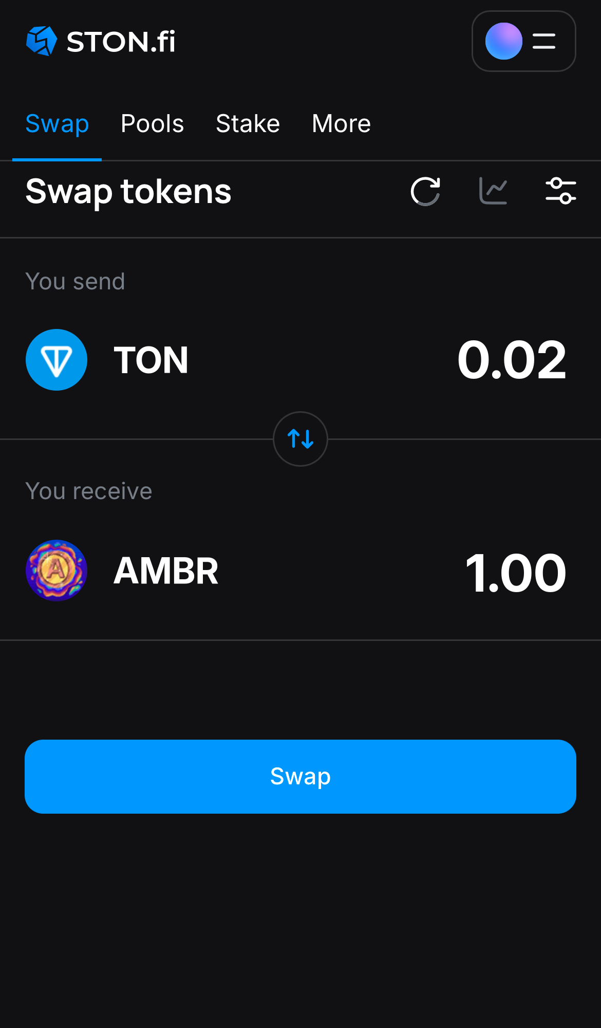 Input the quantity of tokens you‘re selling (or buying), and let the algorithm do all the calculations.