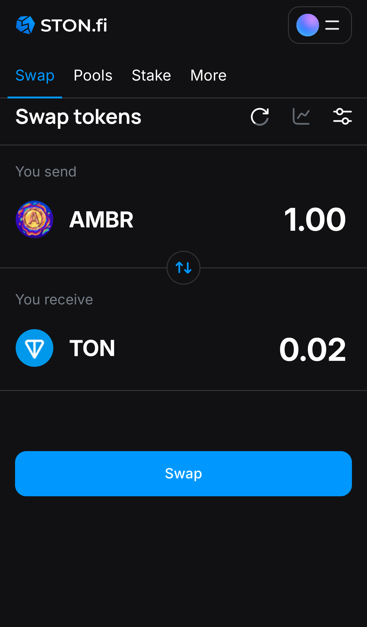 Input the quantity of tokens you‘re selling (or buying), and let the algorithm do all the calculations.