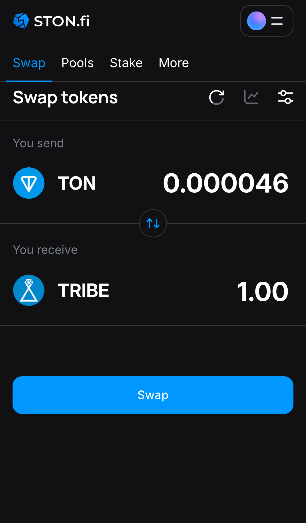 Input the quantity of tokens you‘re selling (or buying), and let the algorithm do all the calculations.