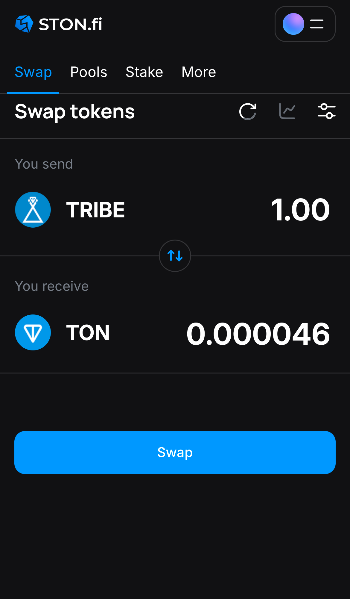Input the quantity of tokens you‘re selling (or buying), and let the algorithm do all the calculations.