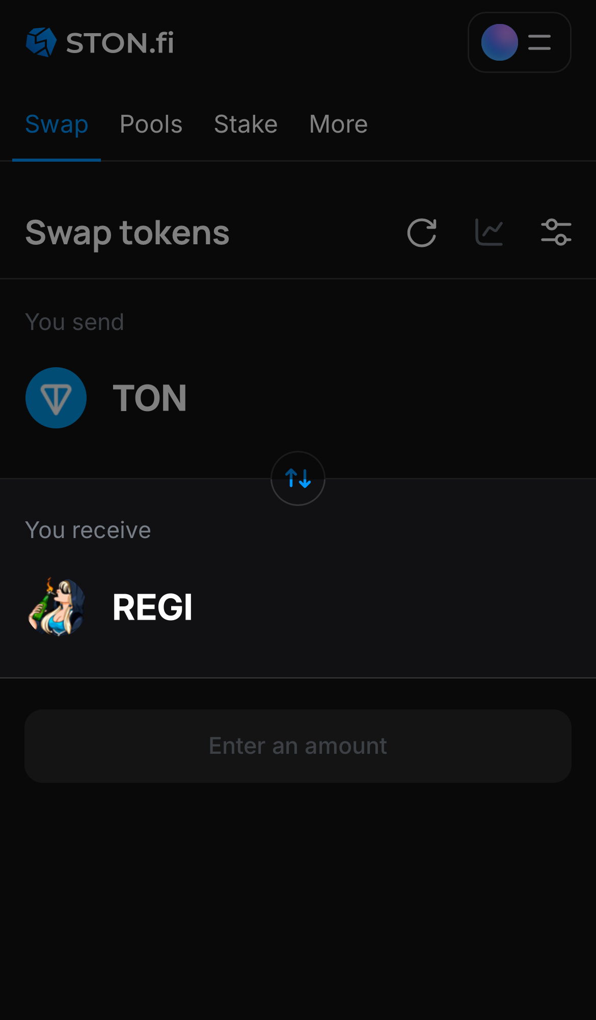 REGI را در جعبه ‘You receive‘ انتخاب کنید.