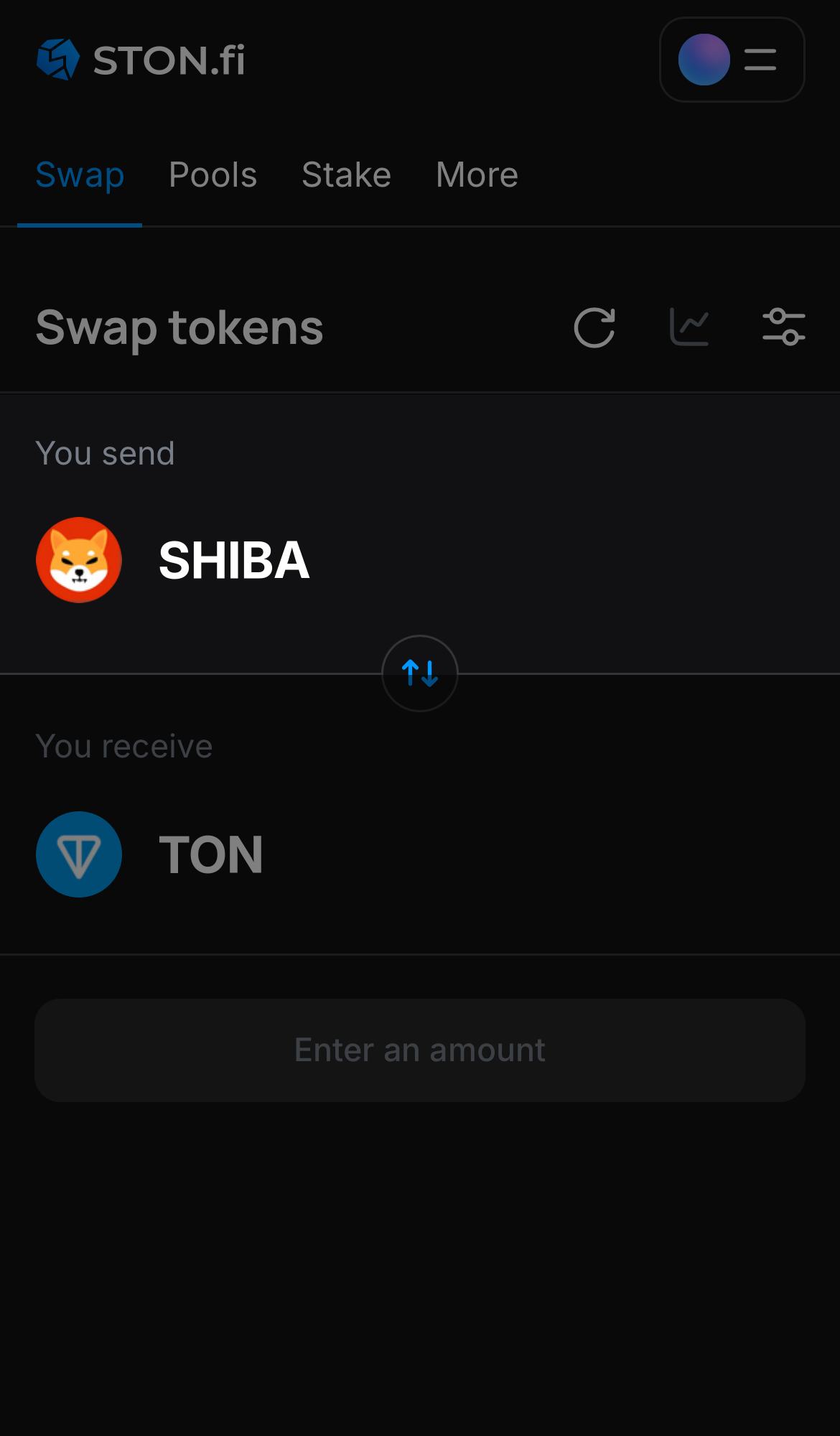Selecione Shiba na caixa ‘You send‘.