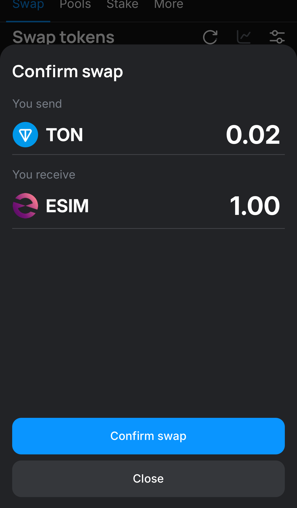 Klik ‘Swap‘, periksa kembali detailnya, dan konfirmasi transaksi dengan mengklik tombol ‘Confirm swap‘.