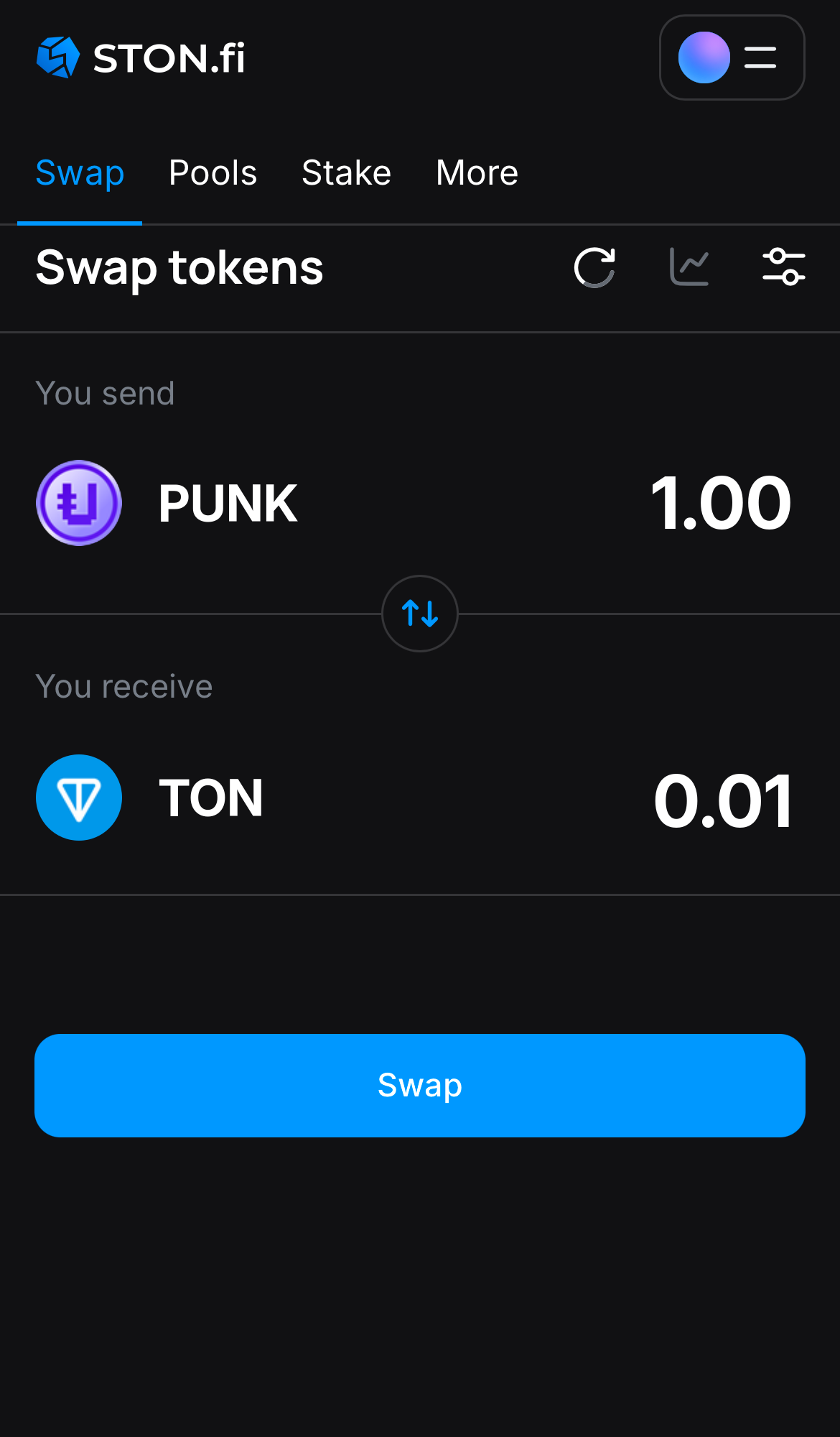 Input the quantity of tokens you‘re selling (or buying), and let the algorithm do all the calculations.