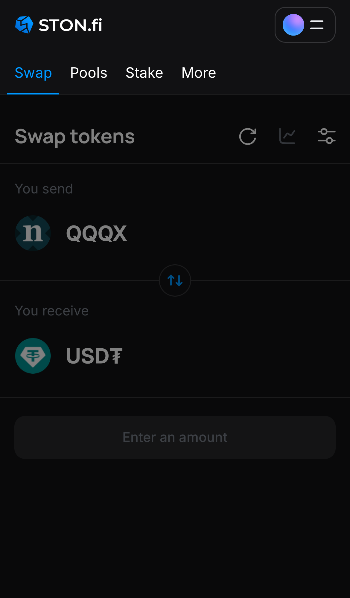 Откройте STON.fi и перейдите на вкладку «Swap».