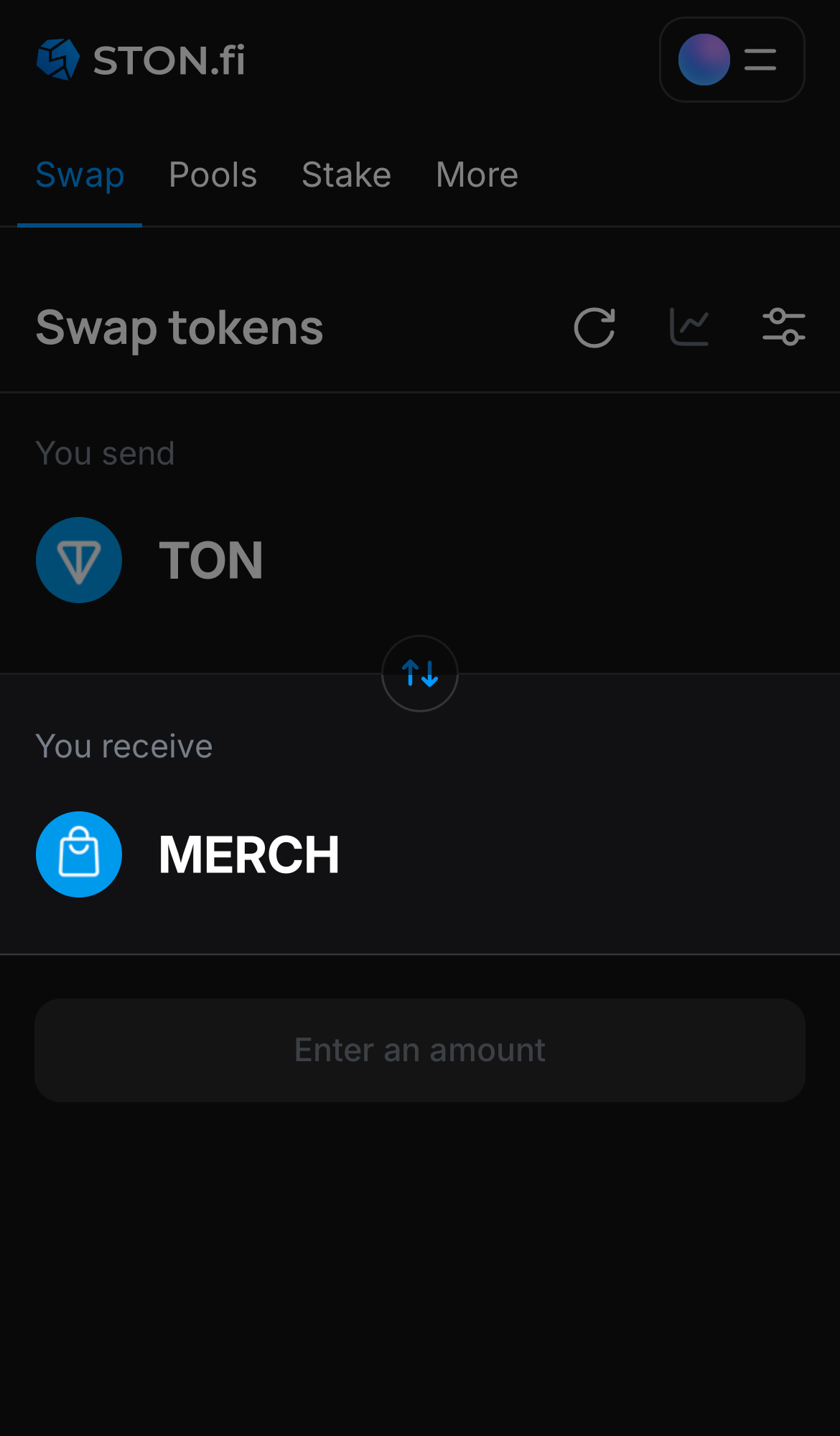Selecione MERCH na caixa ‘You receive‘.