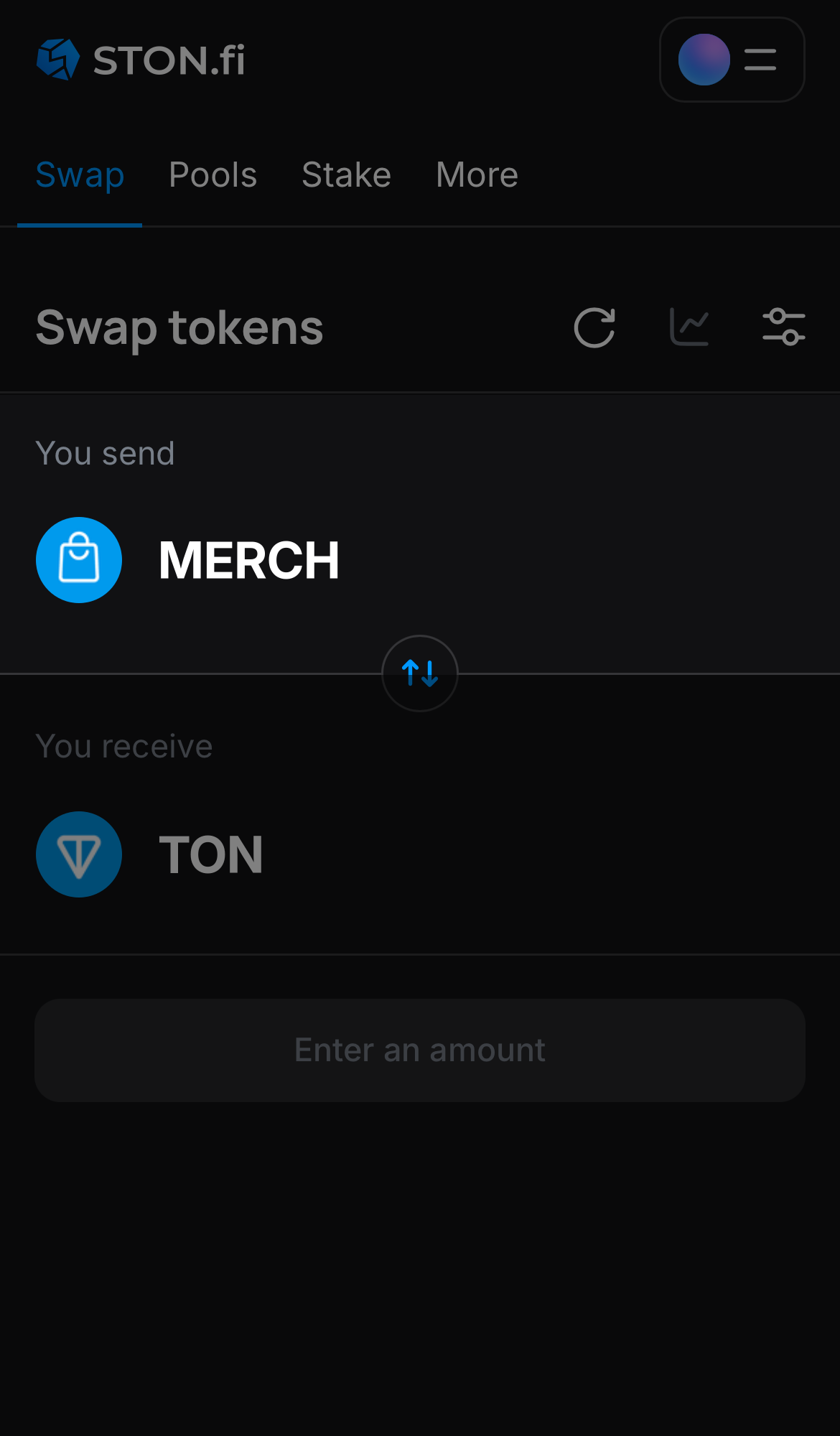 Selecione MERCH na caixa ‘You send‘.