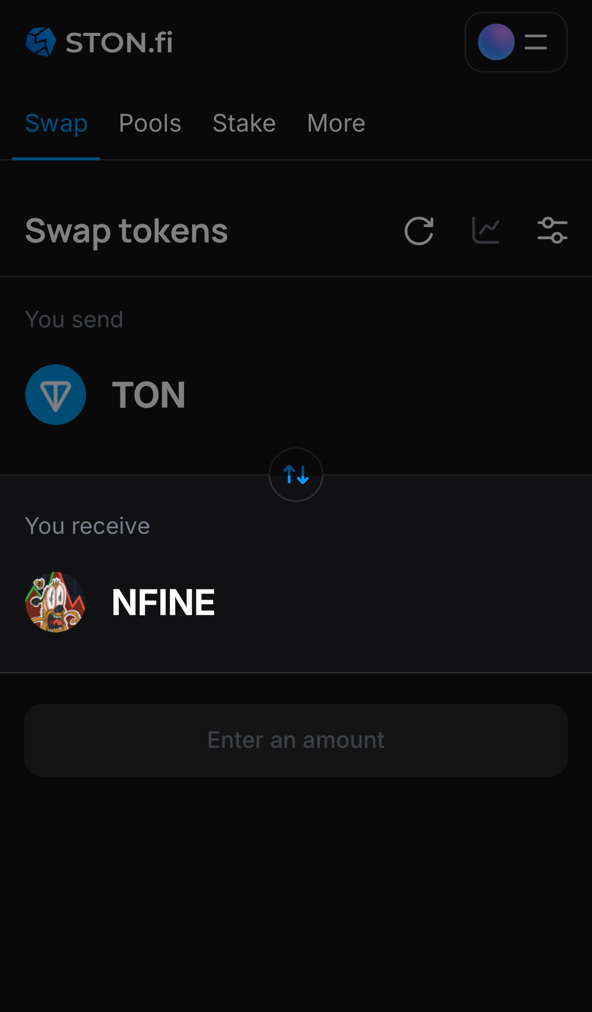 Choose NFINE in the ‘You receive‘ box.