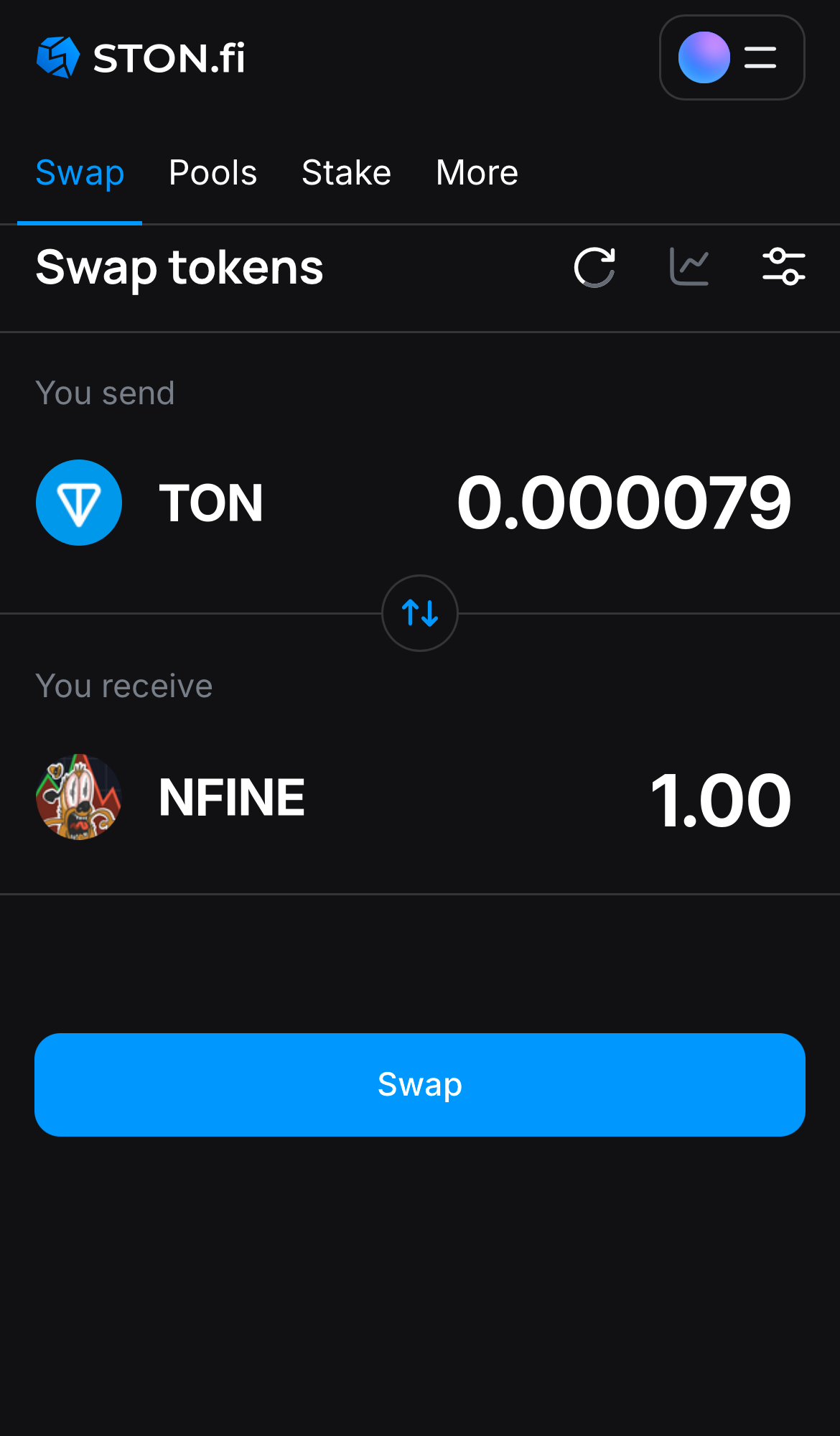 Input the quantity of tokens you‘re selling (or buying), and let the algorithm do all the calculations.