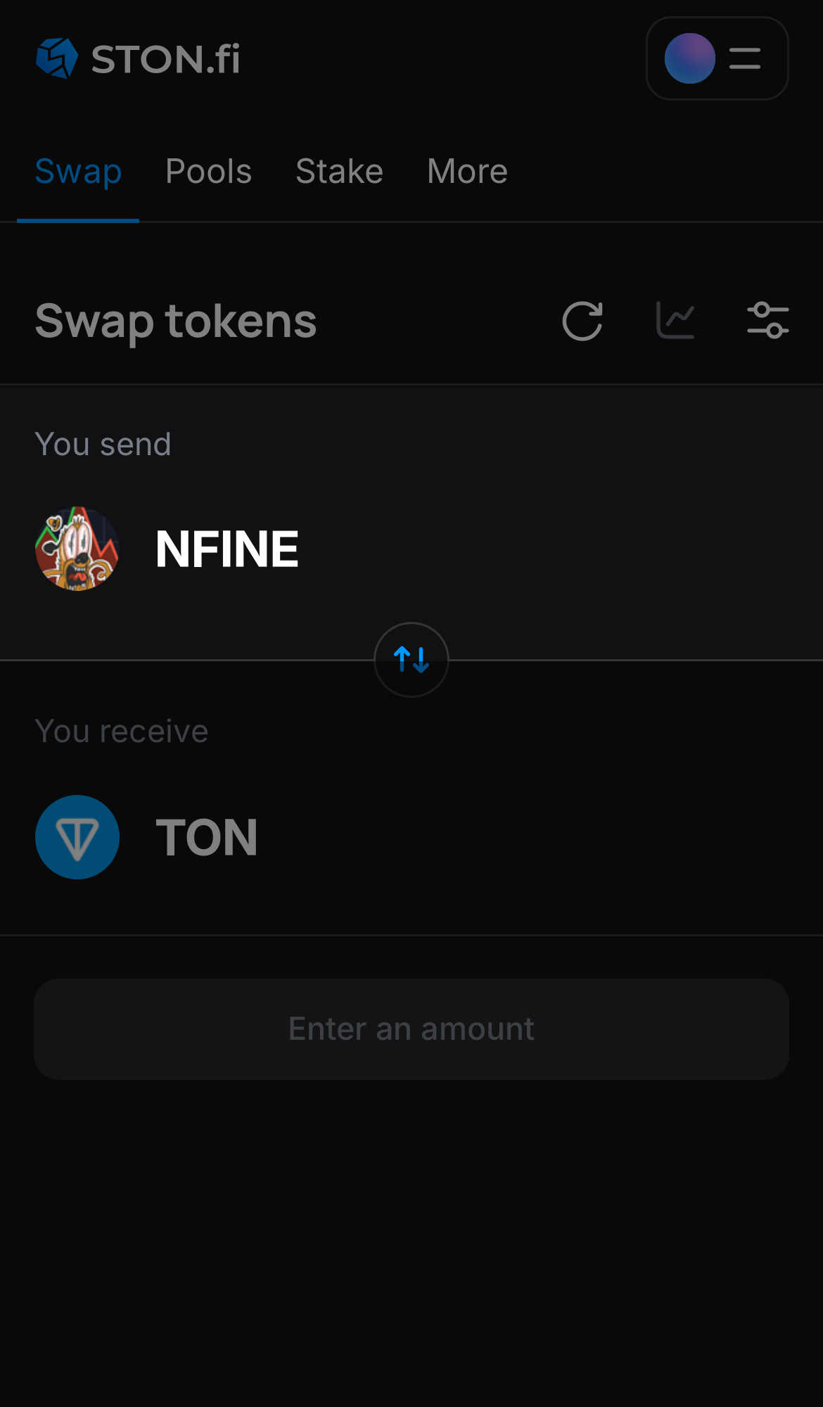 Choose NFINE in the ‘You send‘ box.