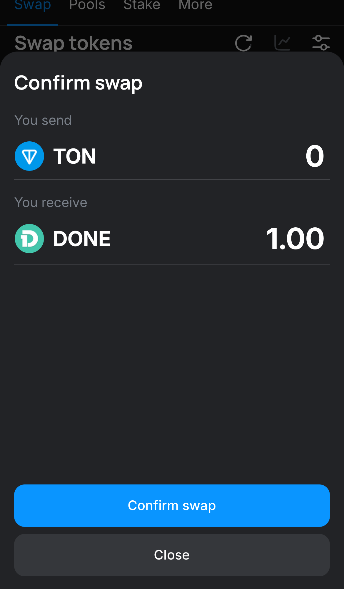 Klik ‘Swap‘, periksa kembali detailnya, dan konfirmasi transaksi dengan mengklik tombol ‘Confirm swap‘.