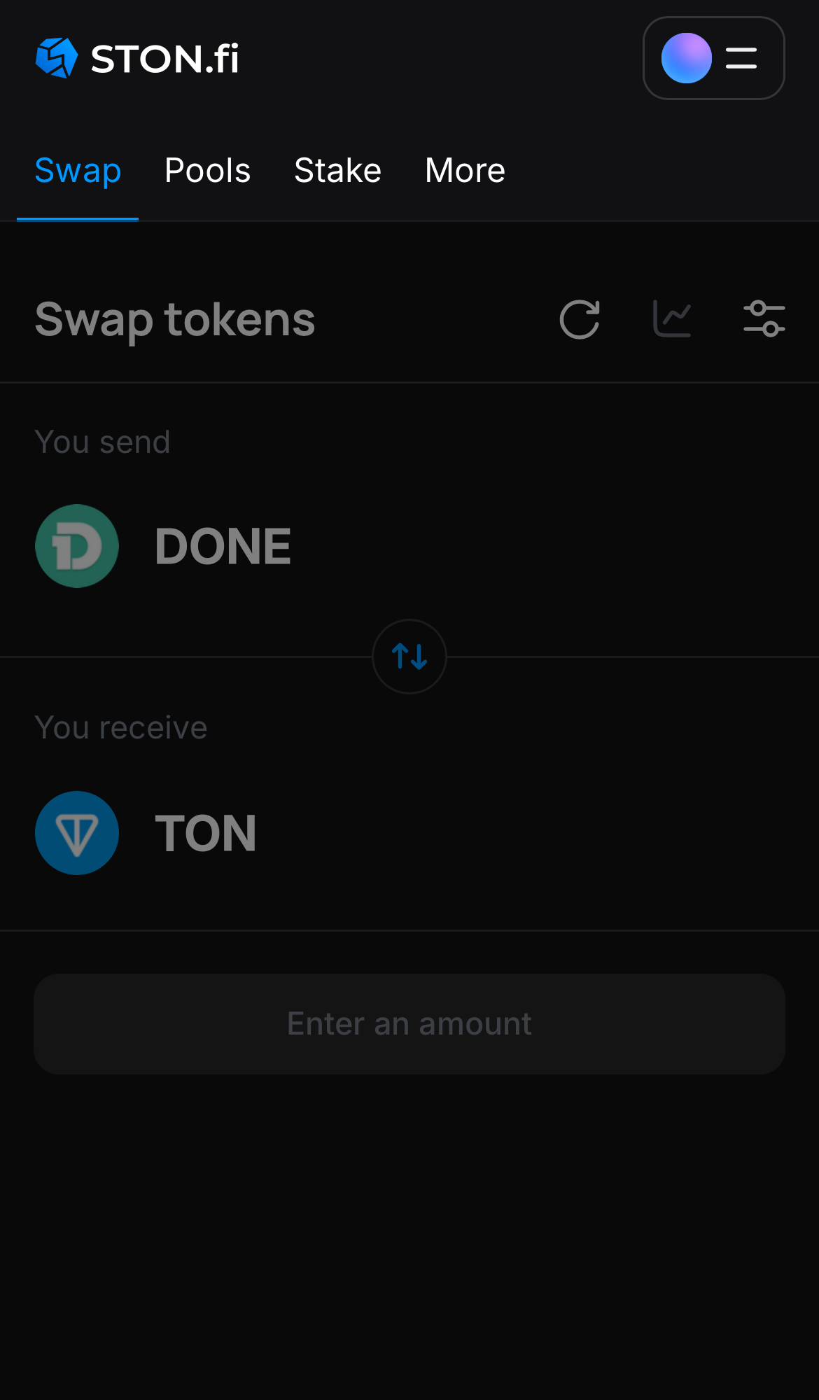 Buka aplikasi STON.fi dan buka tab ‘Swap‘.