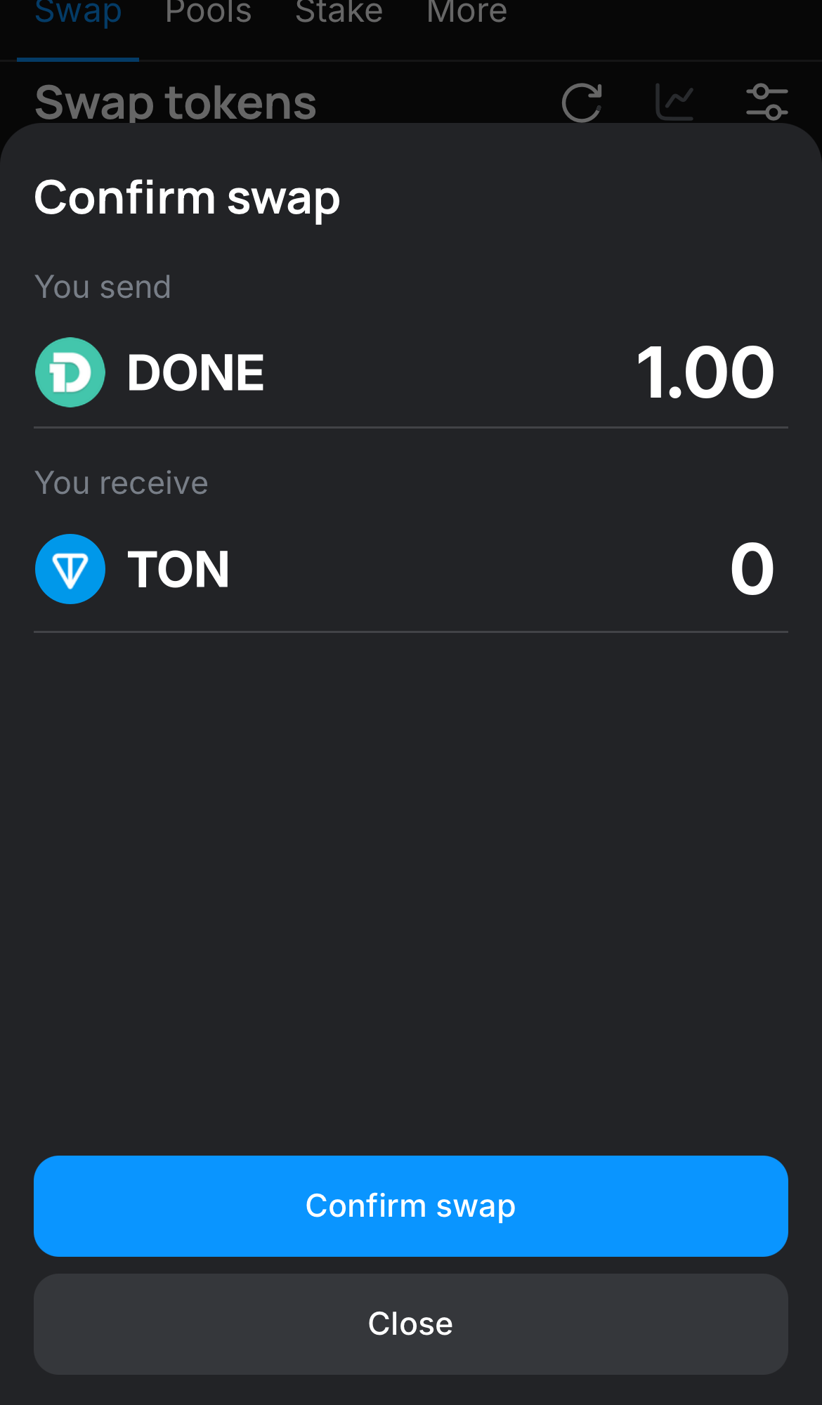 Klik ‘Swap‘, periksa kembali detailnya, dan konfirmasi transaksi dengan mengklik tombol ‘Confirm swap‘.