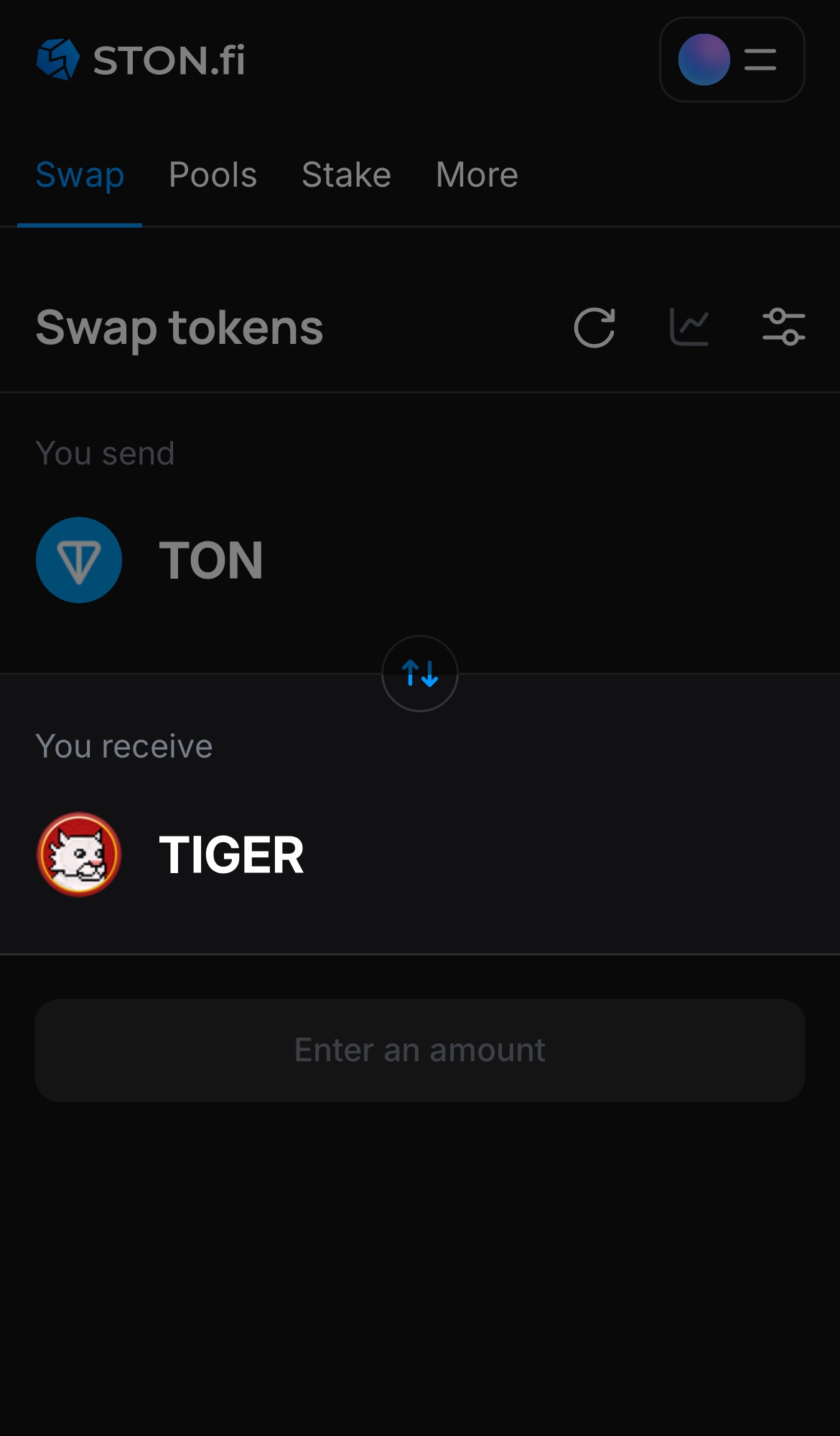 Choose TIGER in the ‘You receive‘ box.