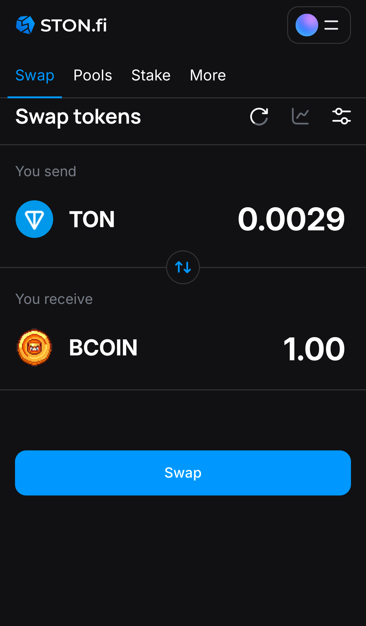 Input the quantity of tokens you‘re selling (or buying), and let the algorithm do all the calculations.