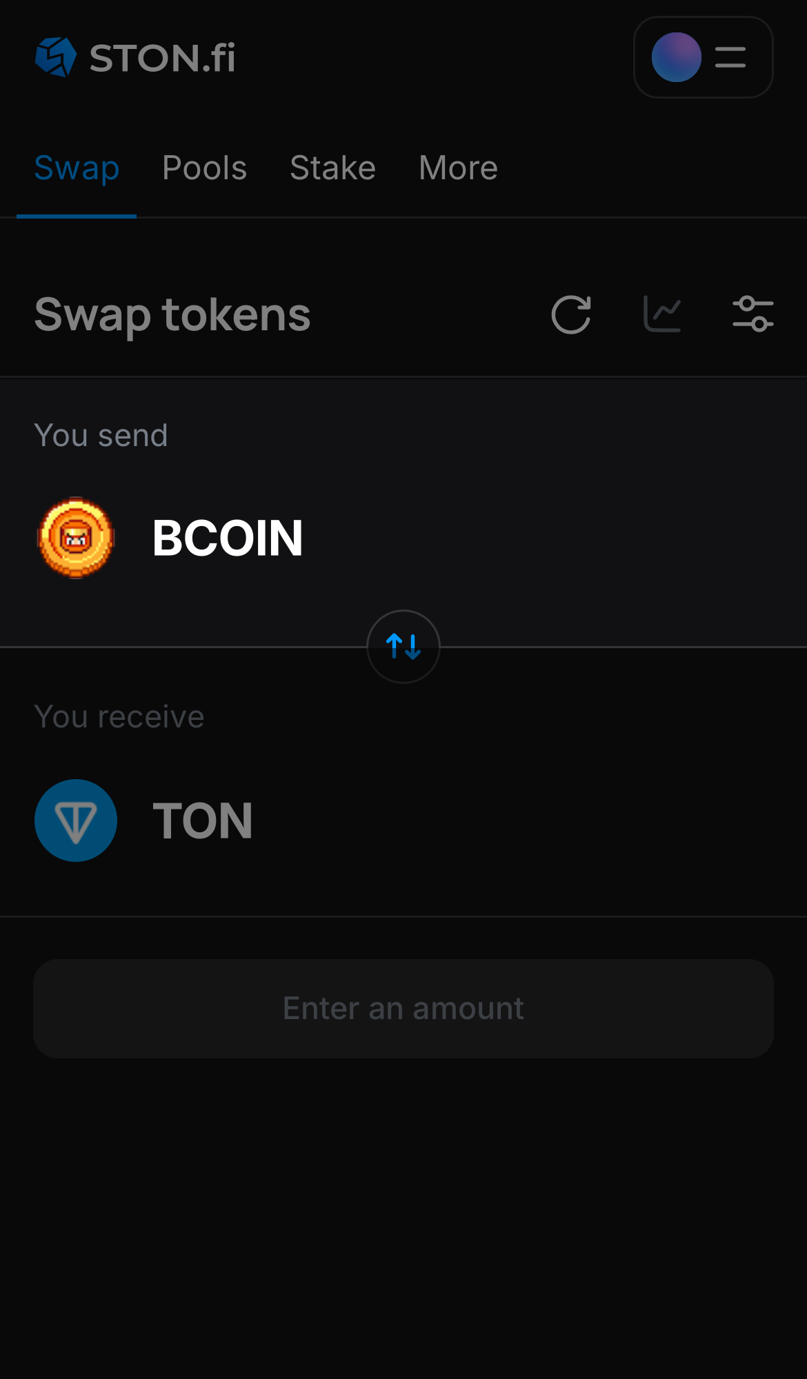 Choose BCOIN in the ‘You send‘ box.