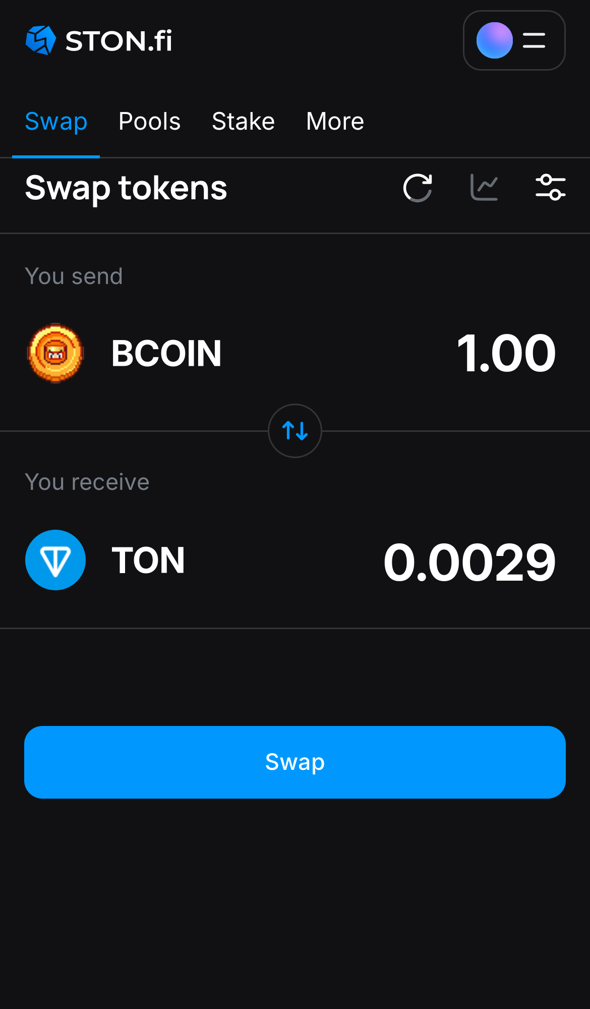 Input the quantity of tokens you‘re selling (or buying), and let the algorithm do all the calculations.