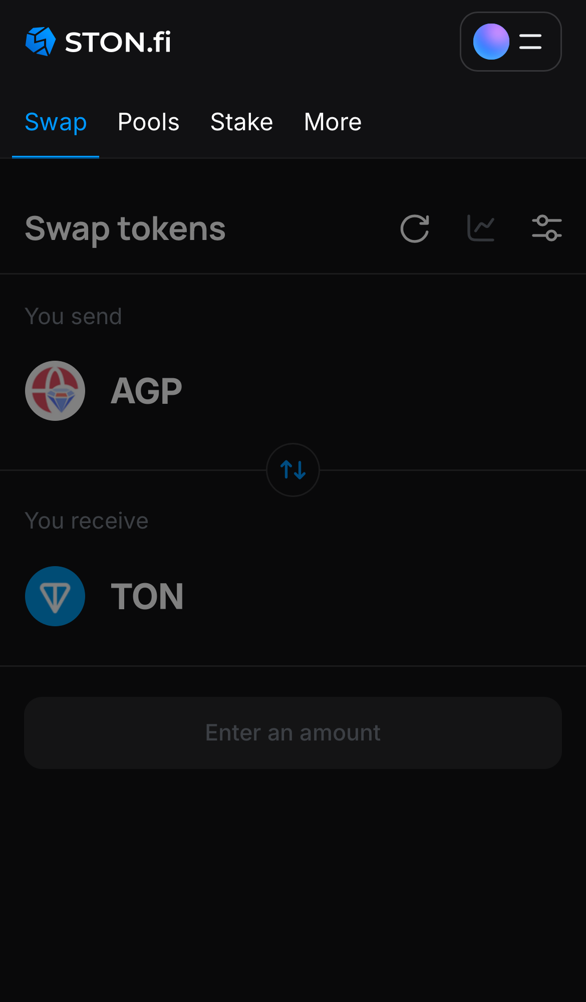 Mở ứng dụng STON.fi và chuyển đến tab ‘Swap‘.