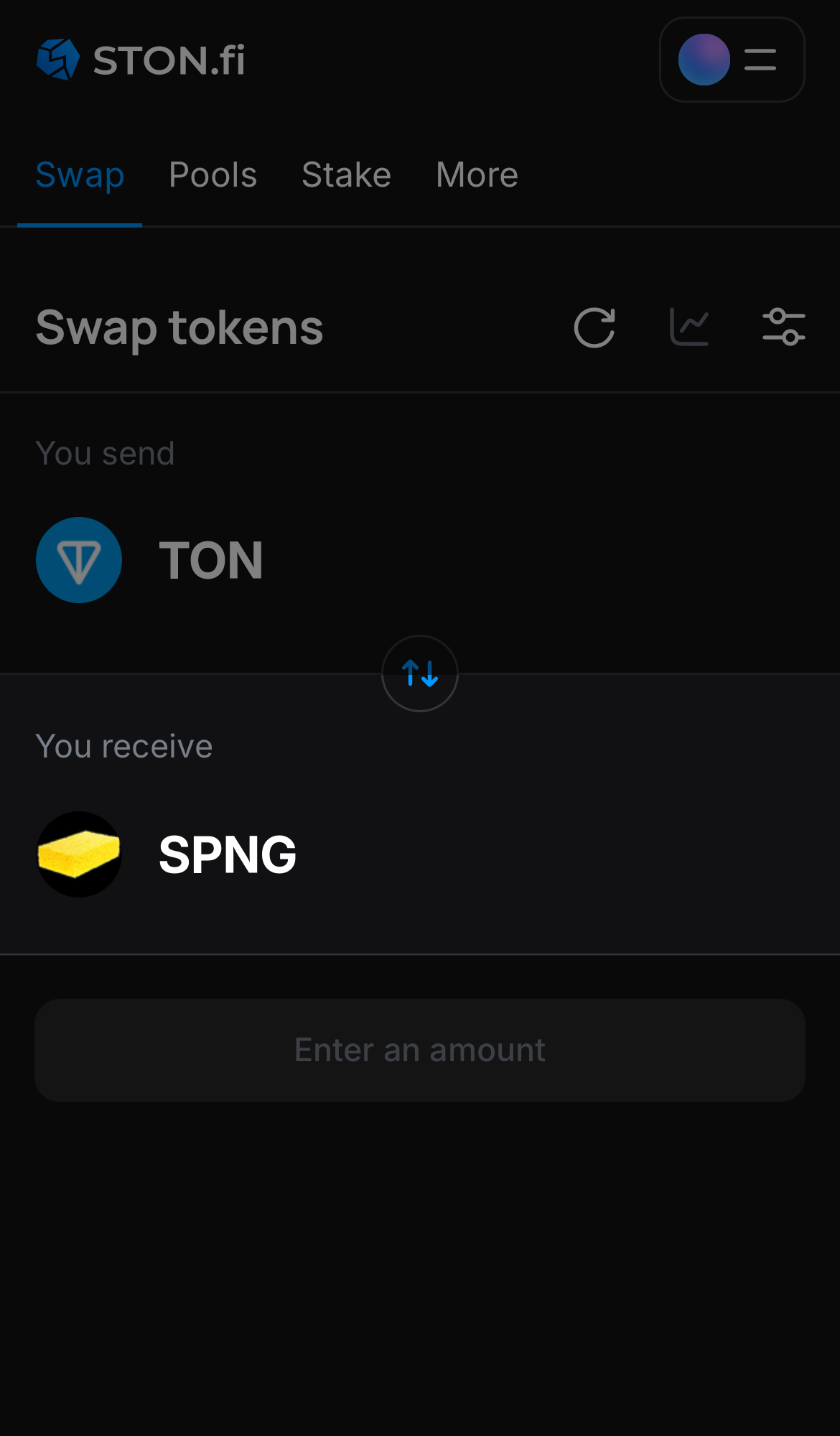 Choose SPNG in the ‘You receive‘ box.