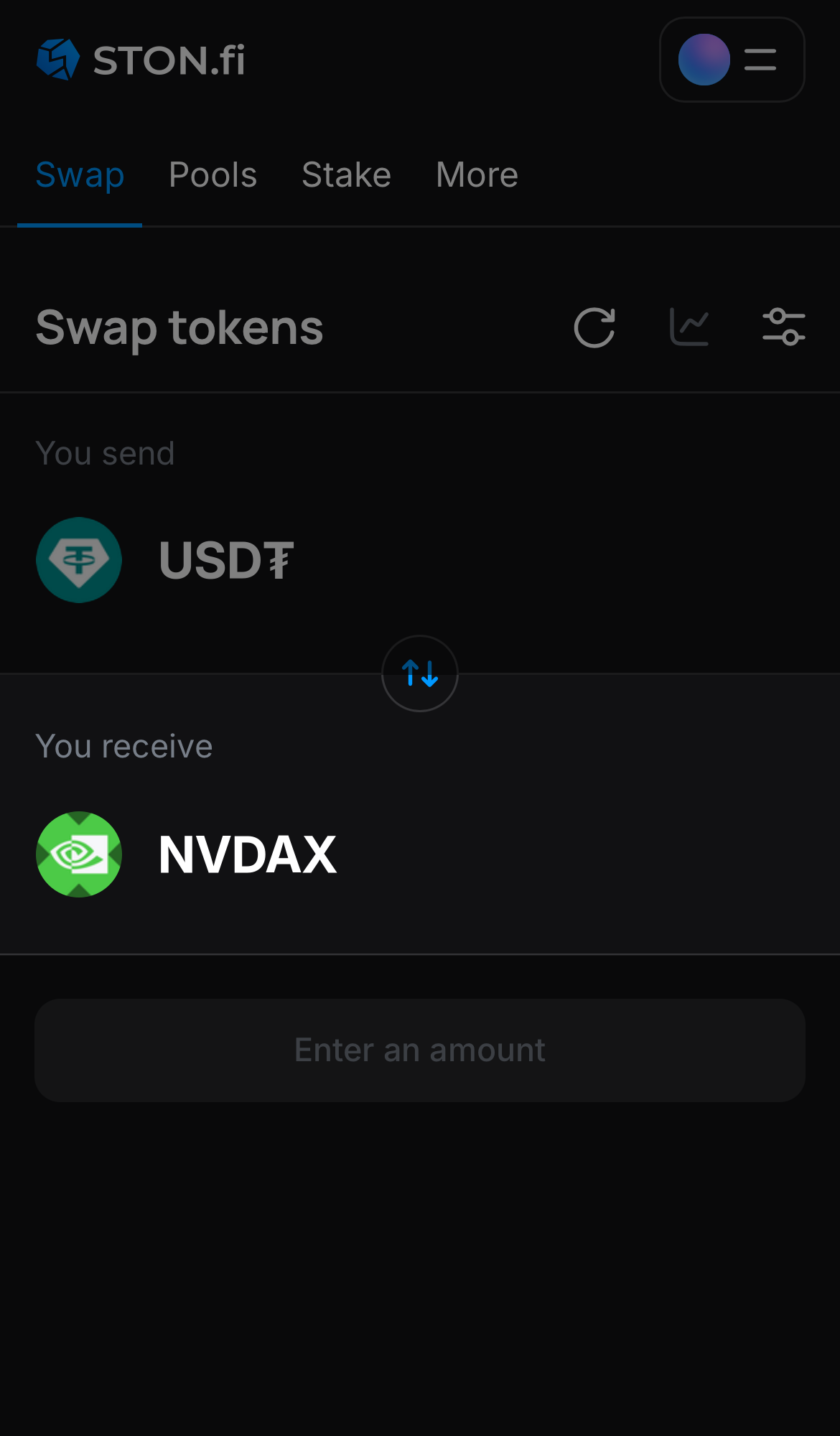 Выберите NVDAx в поле «You receive».