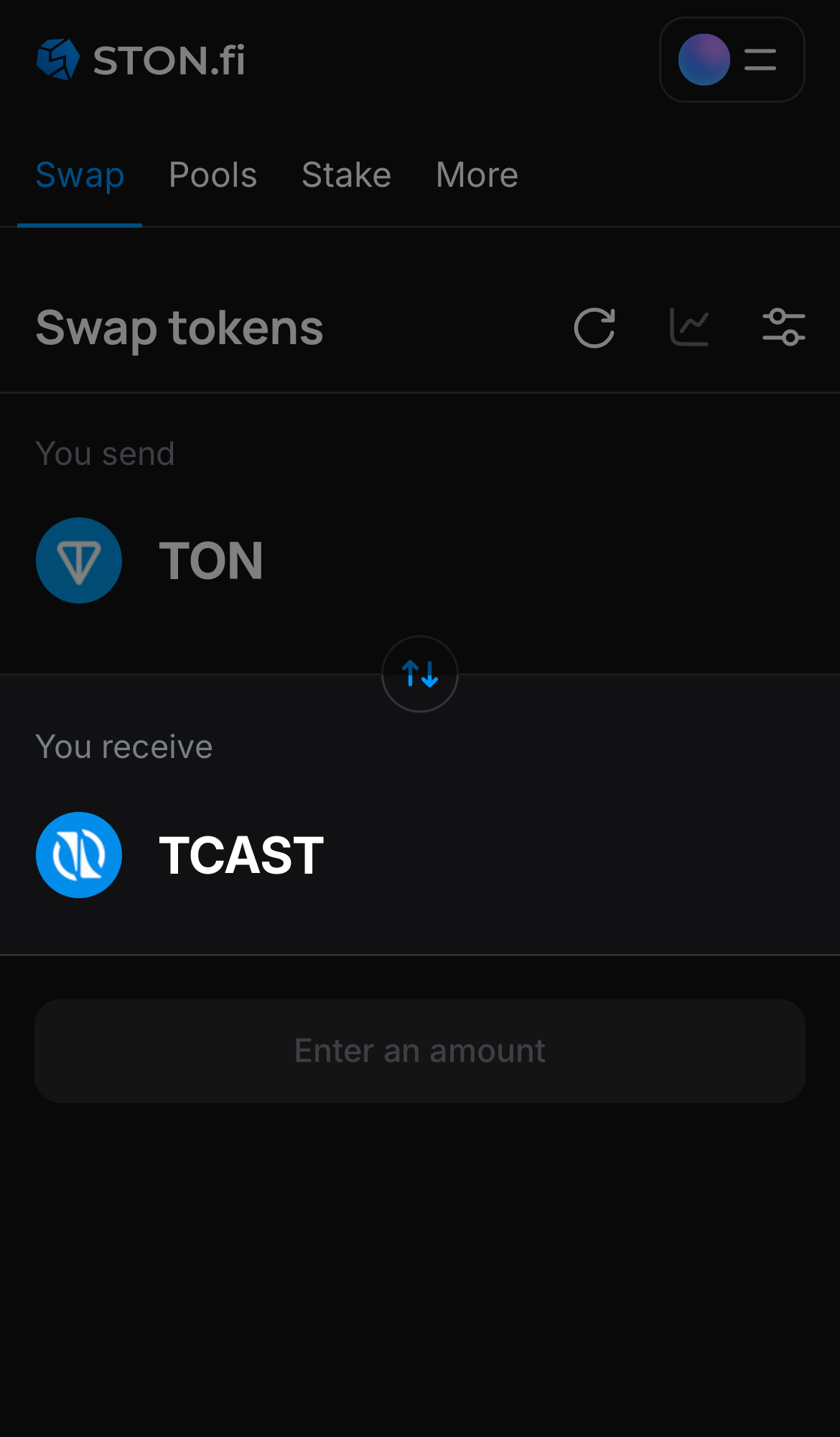 اختر TCAST في مربع "You receive".