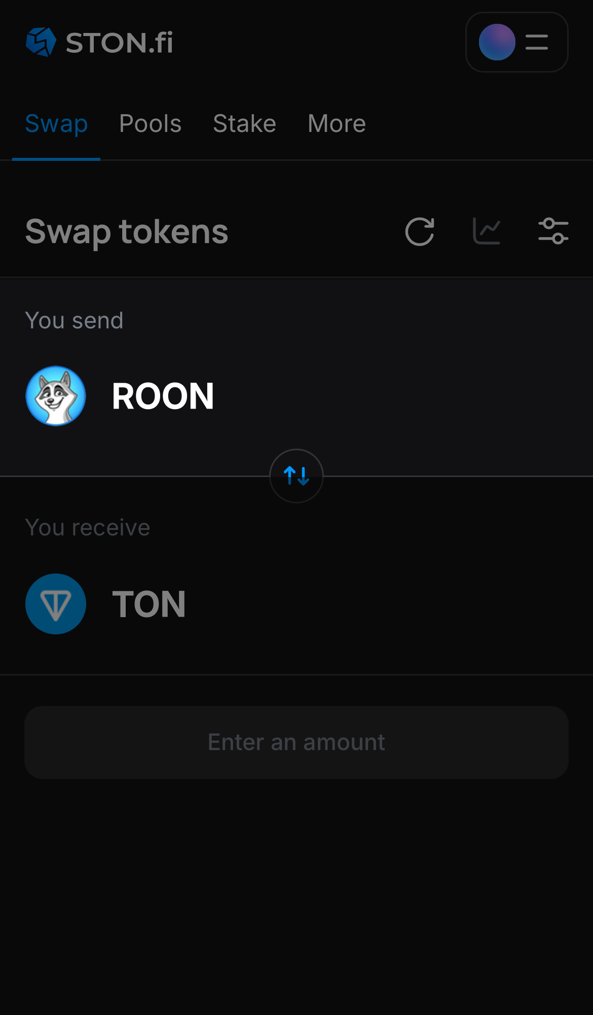 ROON را در جعبه ‘You send’ انتخاب کنید.