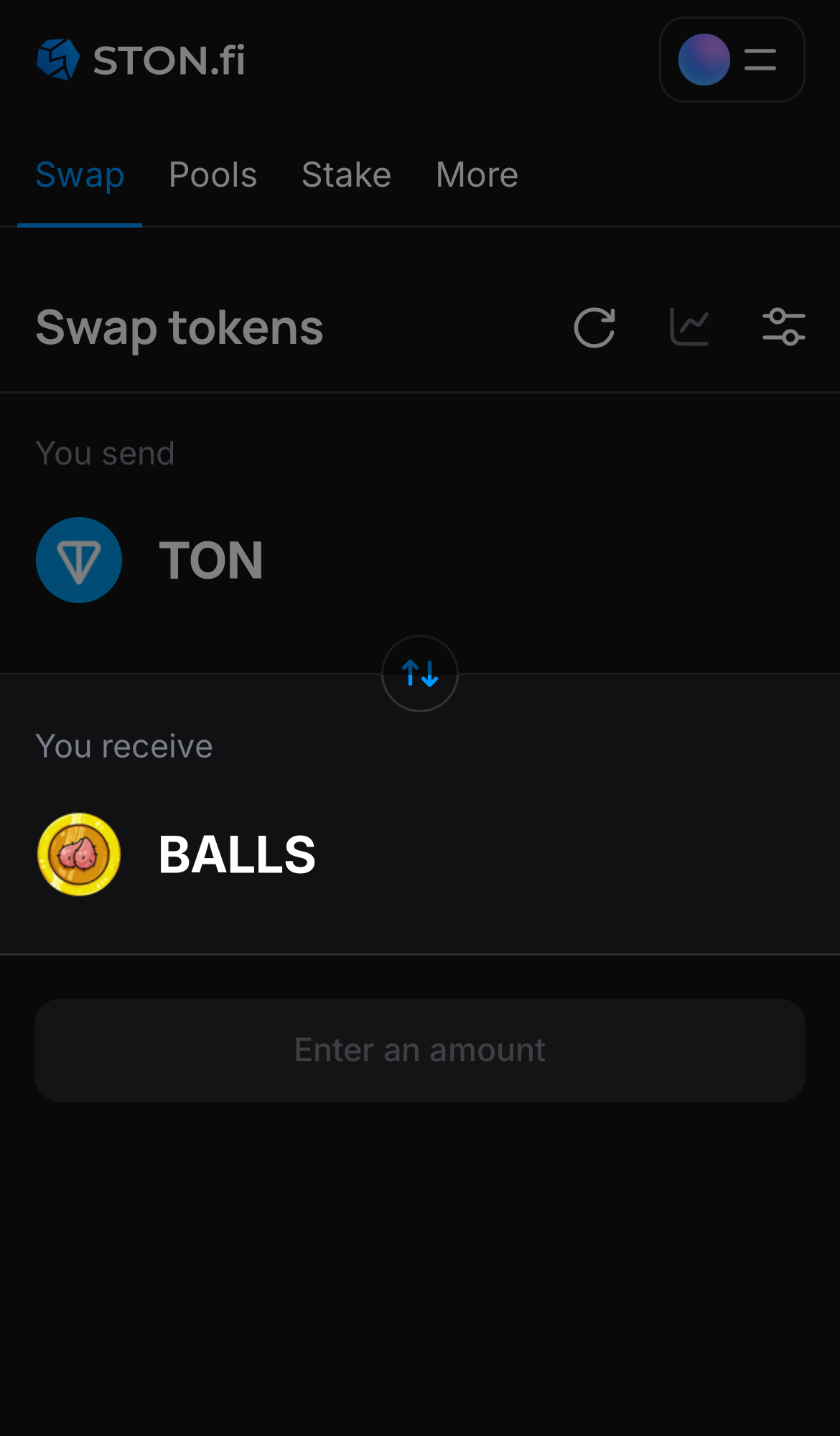 Choose BALLS in the ‘You receive‘ box.