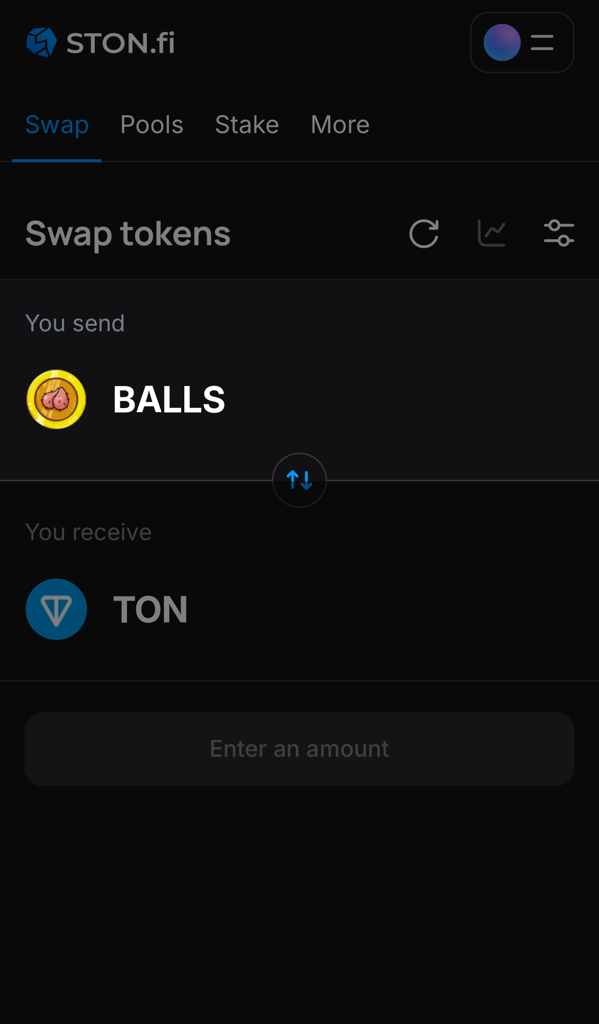 Choose BALLS in the ‘You send‘ box.