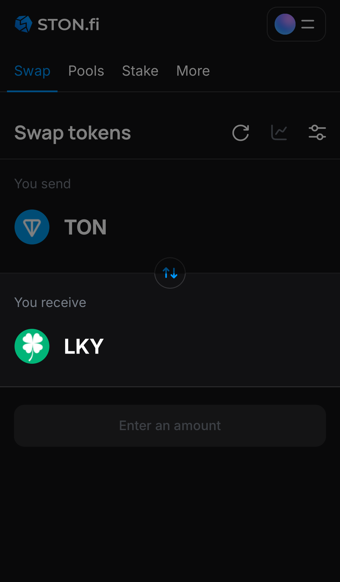 Selecione LKY na caixa ‘You receive‘.