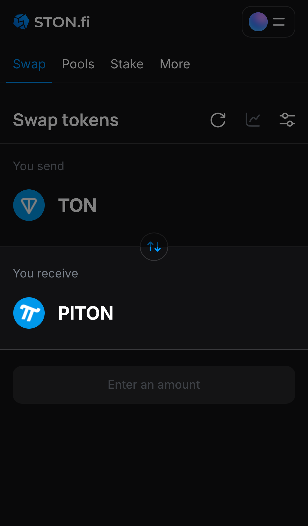 Choose PITON in the ‘You receive‘ box.