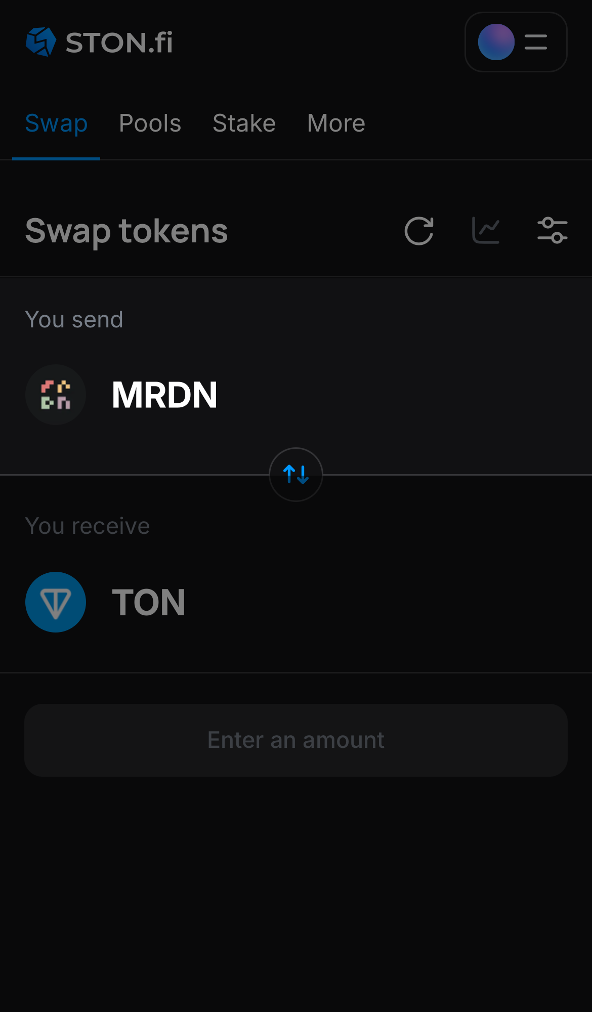 Choose MRDN in the ‘You send‘ box.
