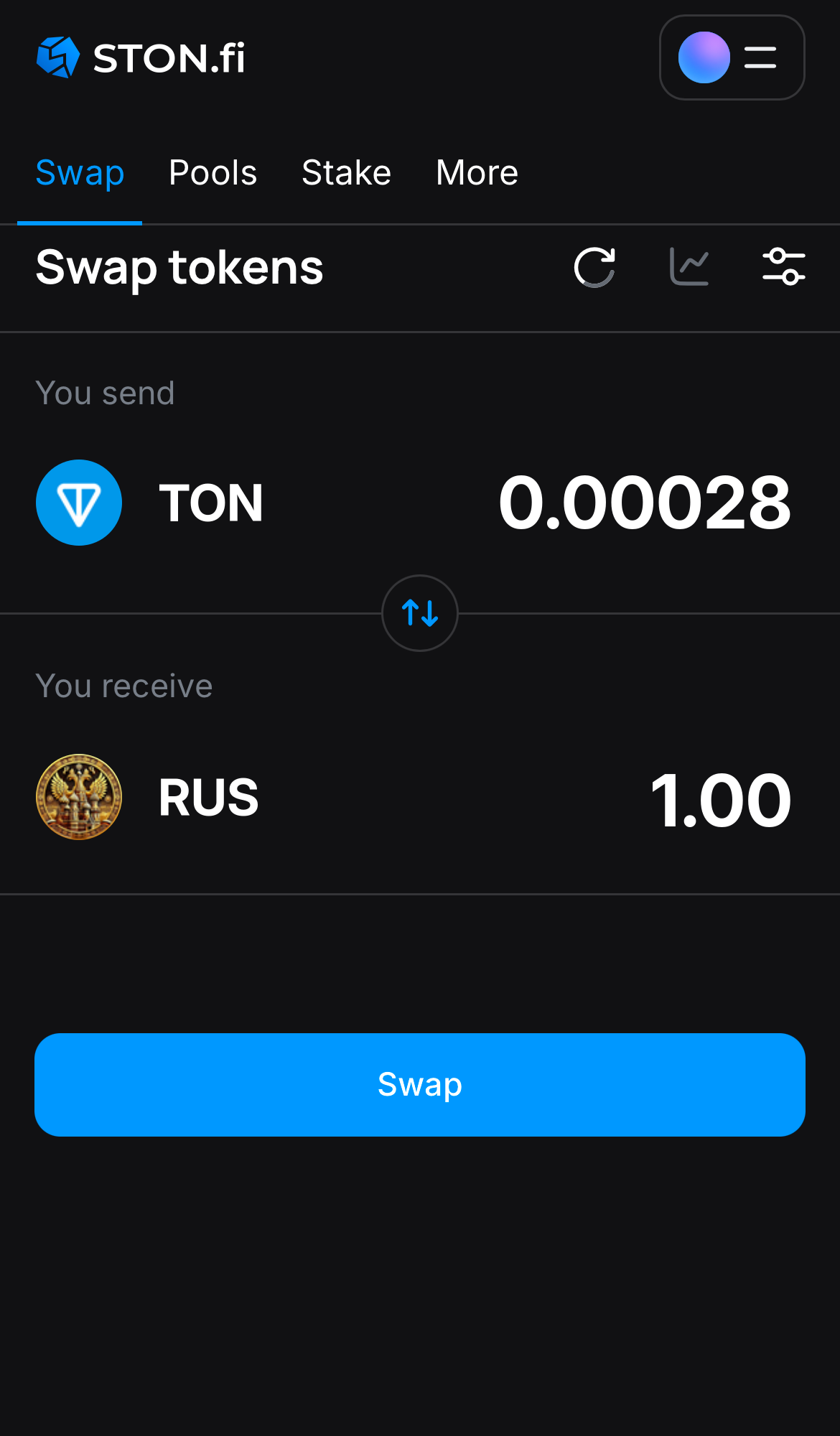 Input the quantity of tokens you‘re selling (or buying), and let the algorithm do all the calculations.