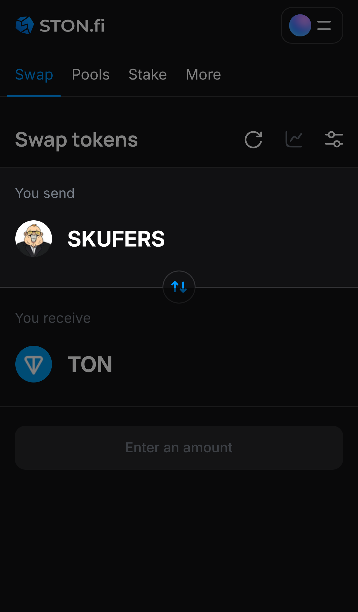Selecione SKUFERS na caixa ‘You send‘.