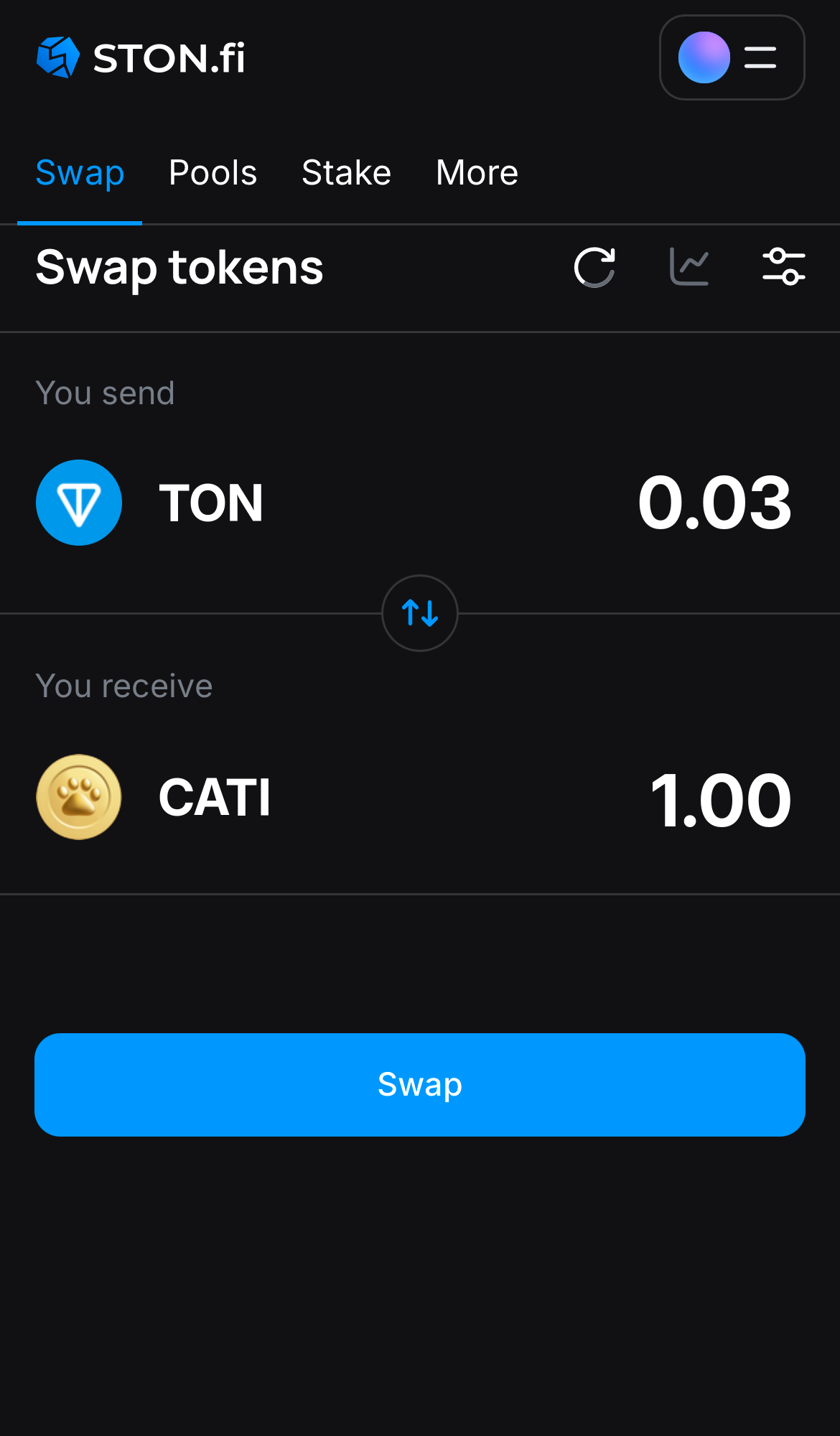 Input the quantity of tokens you‘re selling (or buying), and let the algorithm do all the calculations.