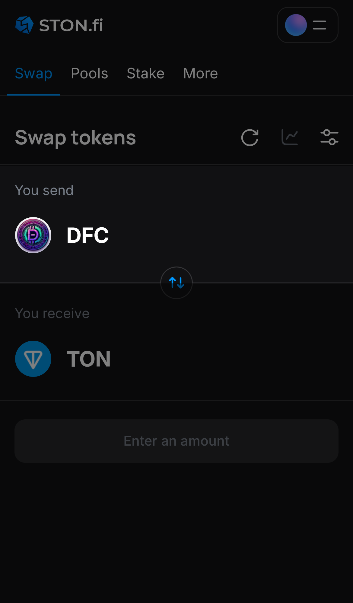 DFC را در جعبه ‘You send’ انتخاب کنید.
