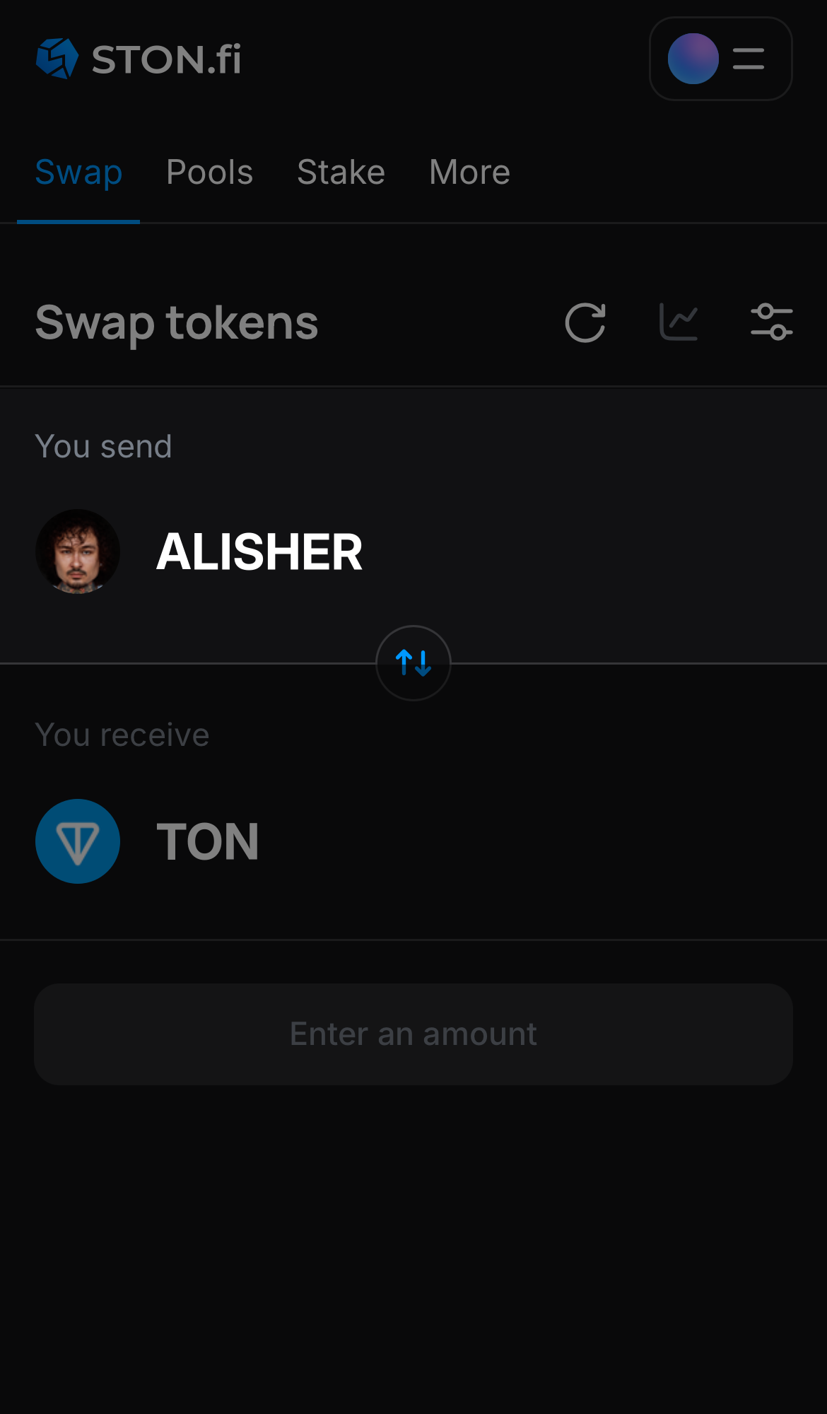 Choisissez ALISHER dans la case ‘You send‘.