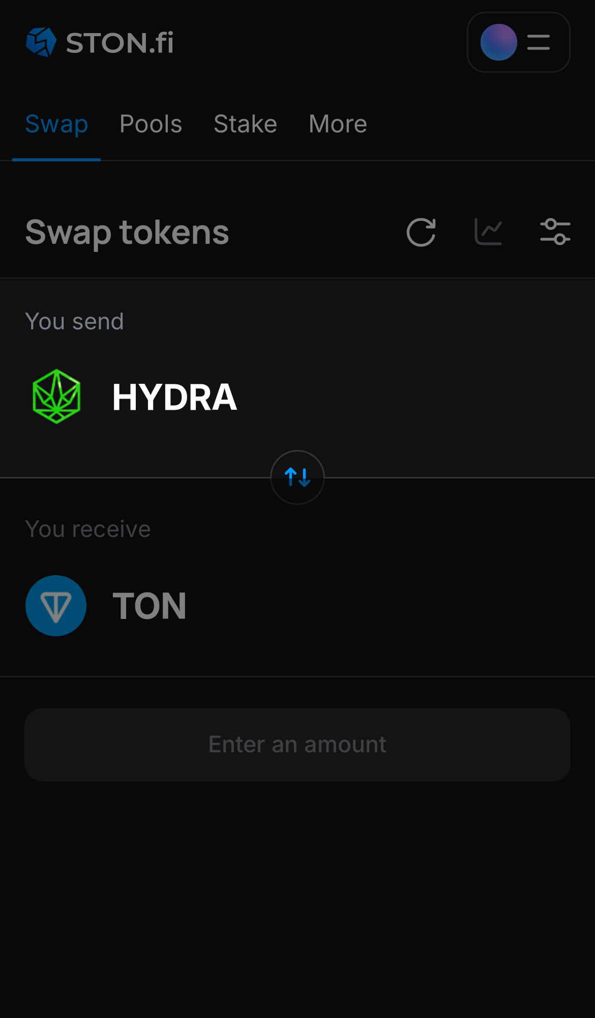 Choose HYDRA in the ‘You send‘ box.