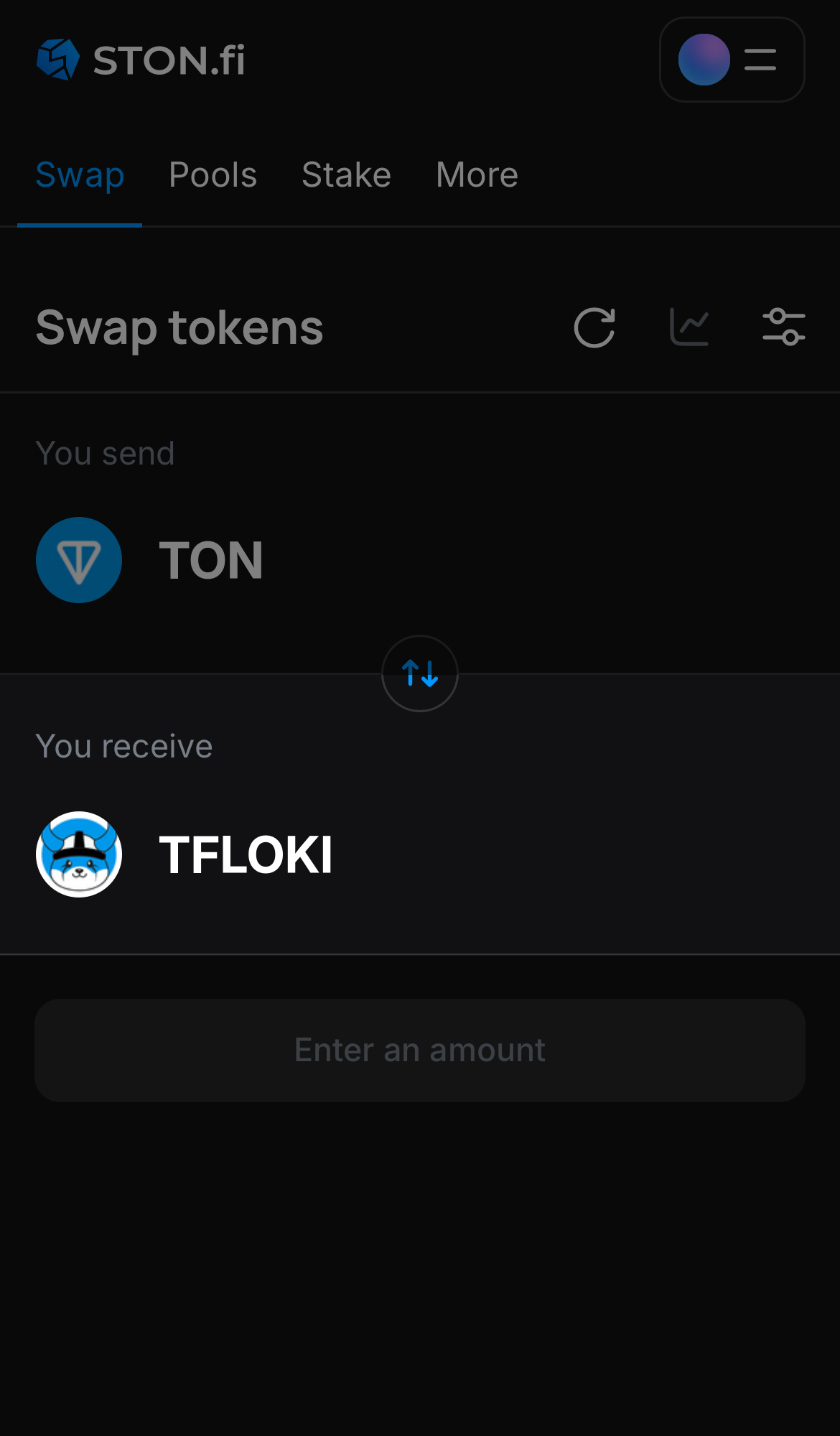 Selecione TFLOKI na caixa ‘You receive‘.