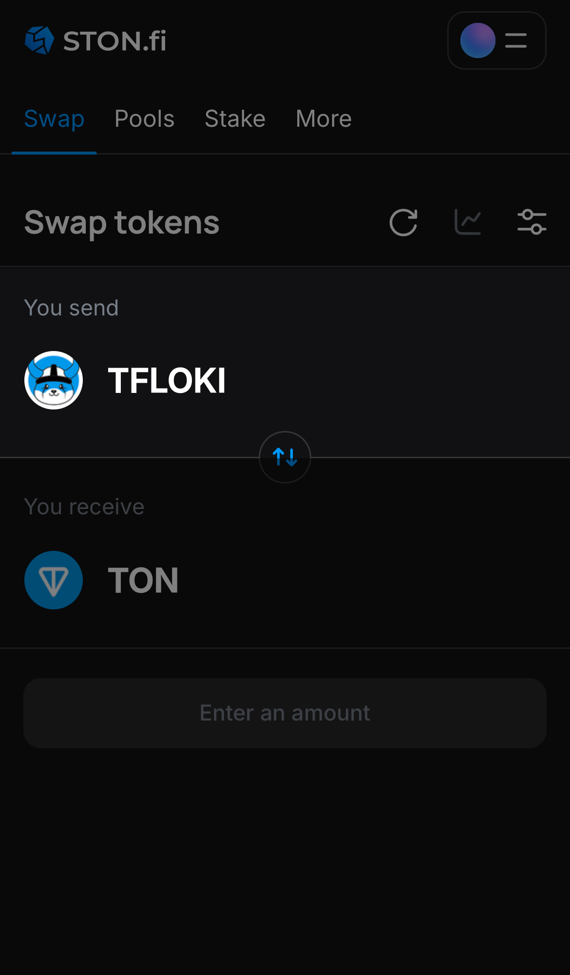 Selecione TFLOKI na caixa ‘You send‘.